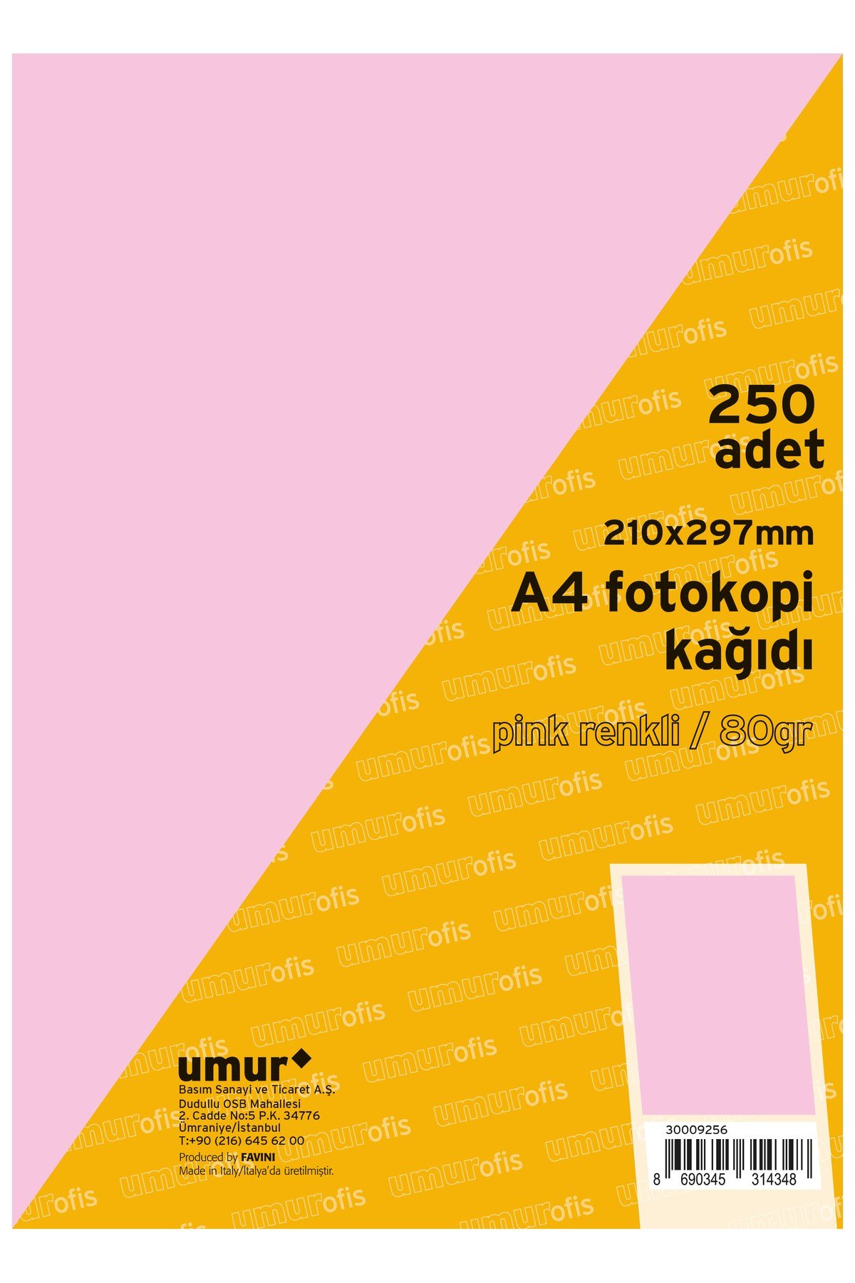 250 Lİ A4 RENKLİ FOTOKOPİ KAĞIDI PINK 170