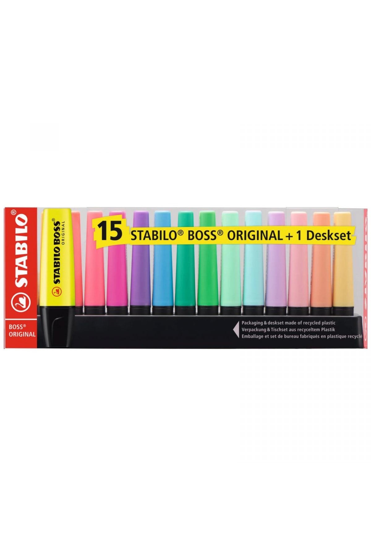 BOSS ORIGINAL - Fosforlu Kalem - 15'li Masa Seti - 9 Parlak Renk - 6 Pastel Renk