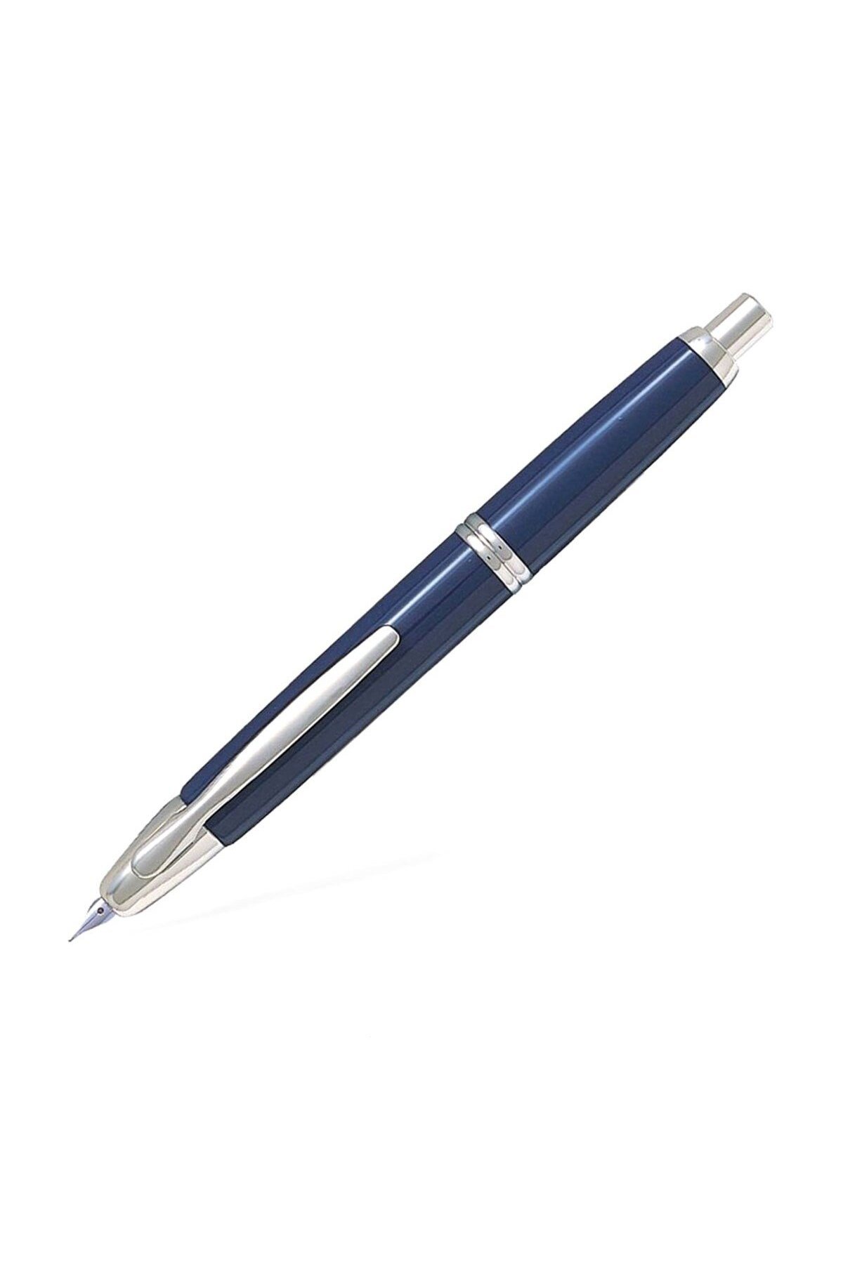Capless Dolma Kalem 18K Altın Uç Rhodium Trim Mavi