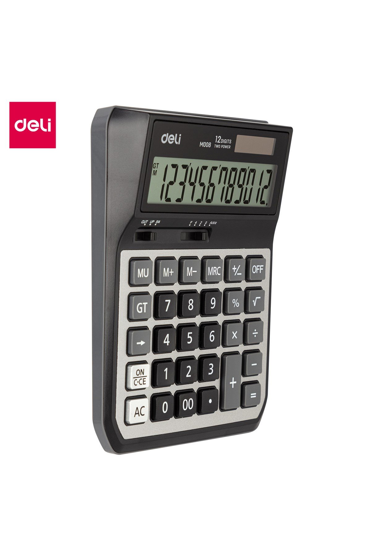Hesap Makinesi Metal 12 digit Gri