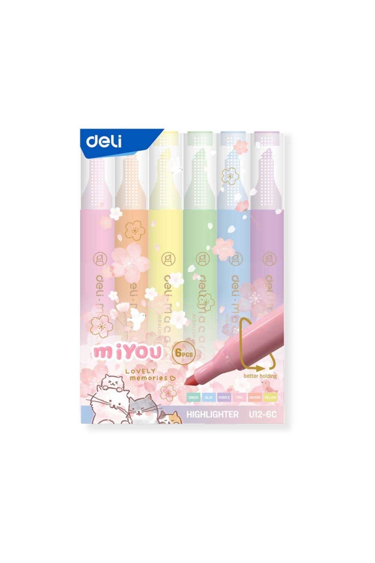 Macaron Pastel Renkler 6’lı Fosforlu Kalem U12-6C
