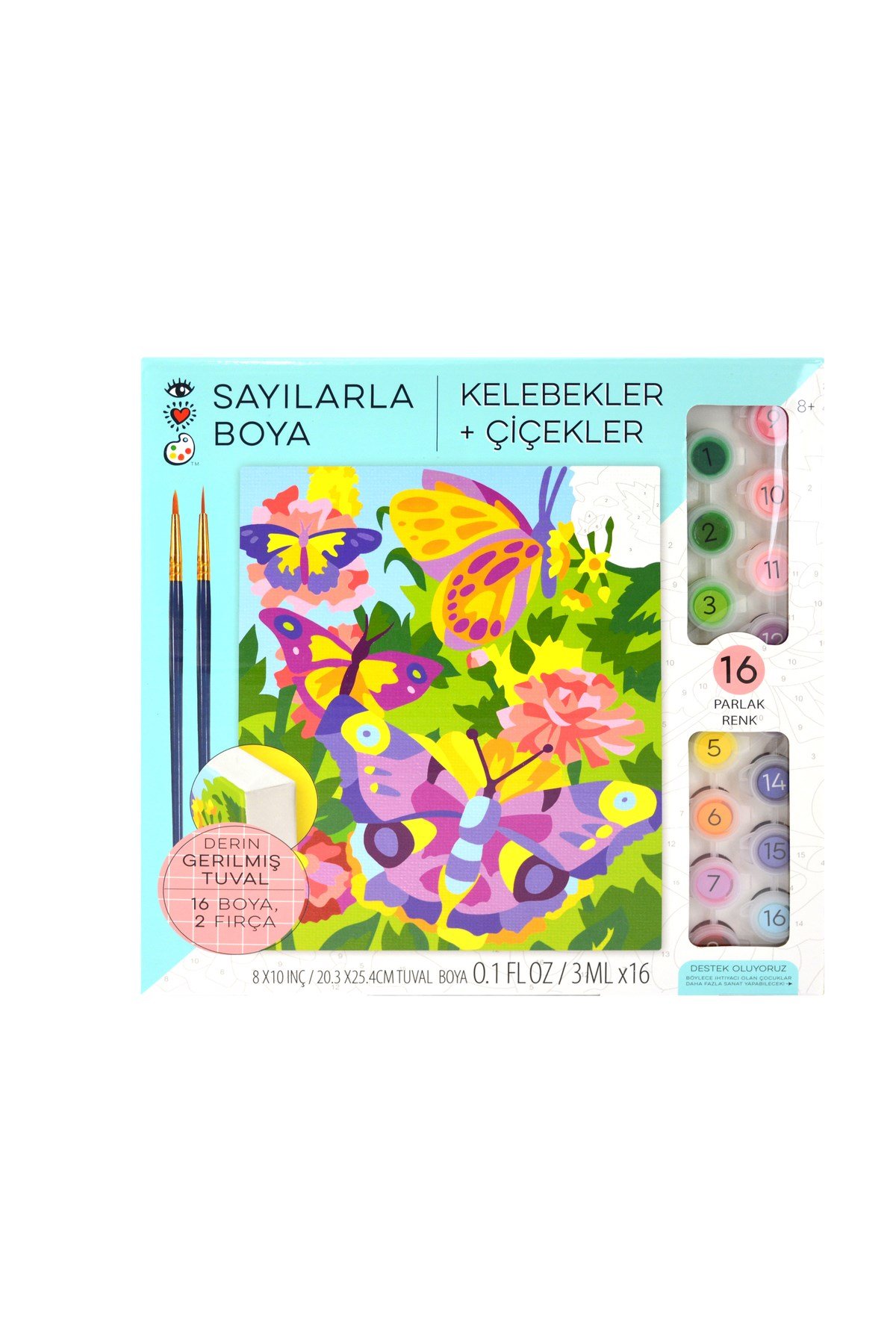 NUMARALARLA BOYA SETİ KELEBEK + ÇİÇEKLER