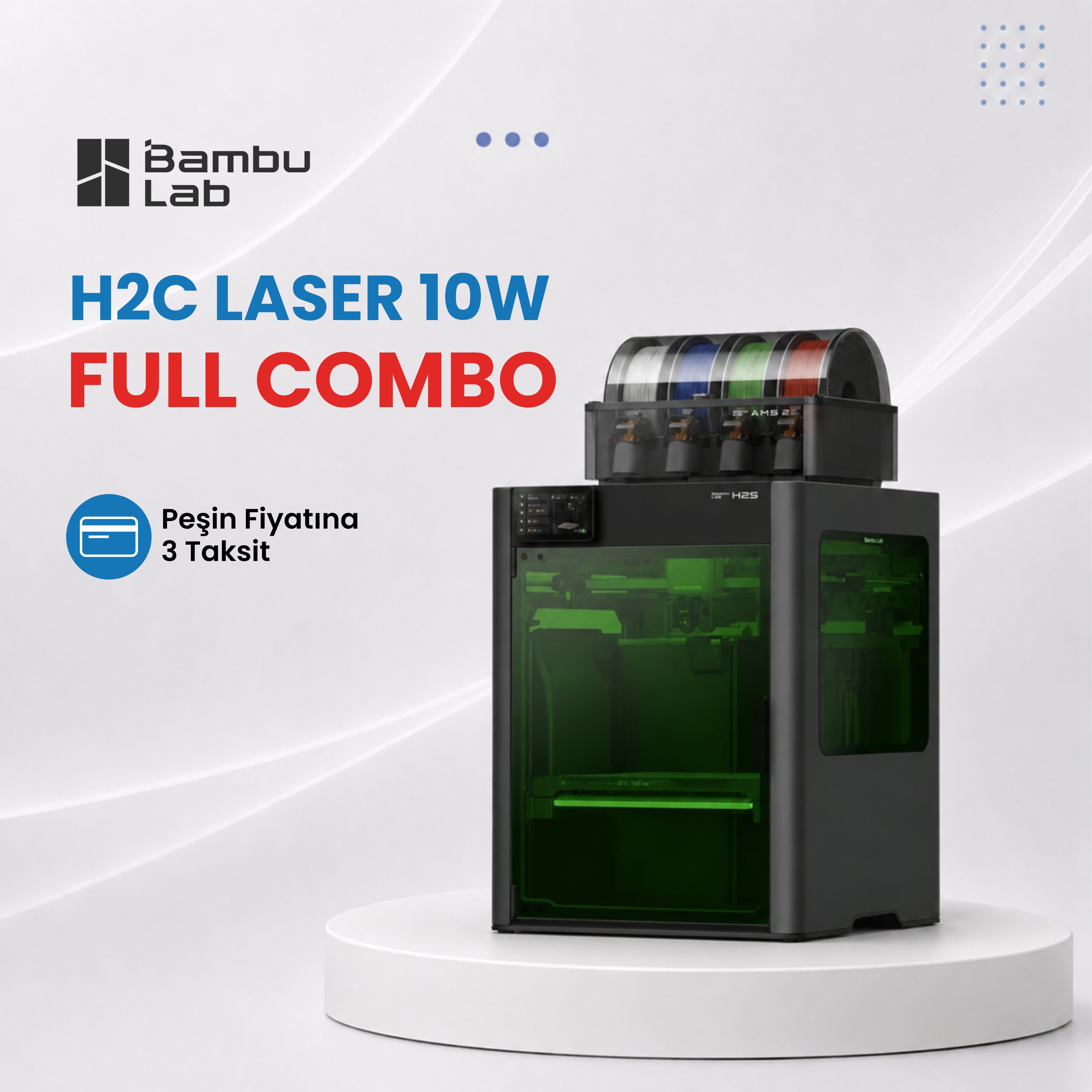 Bambu Lab H2C Laser 10W Full Combo 3D Yazıcı