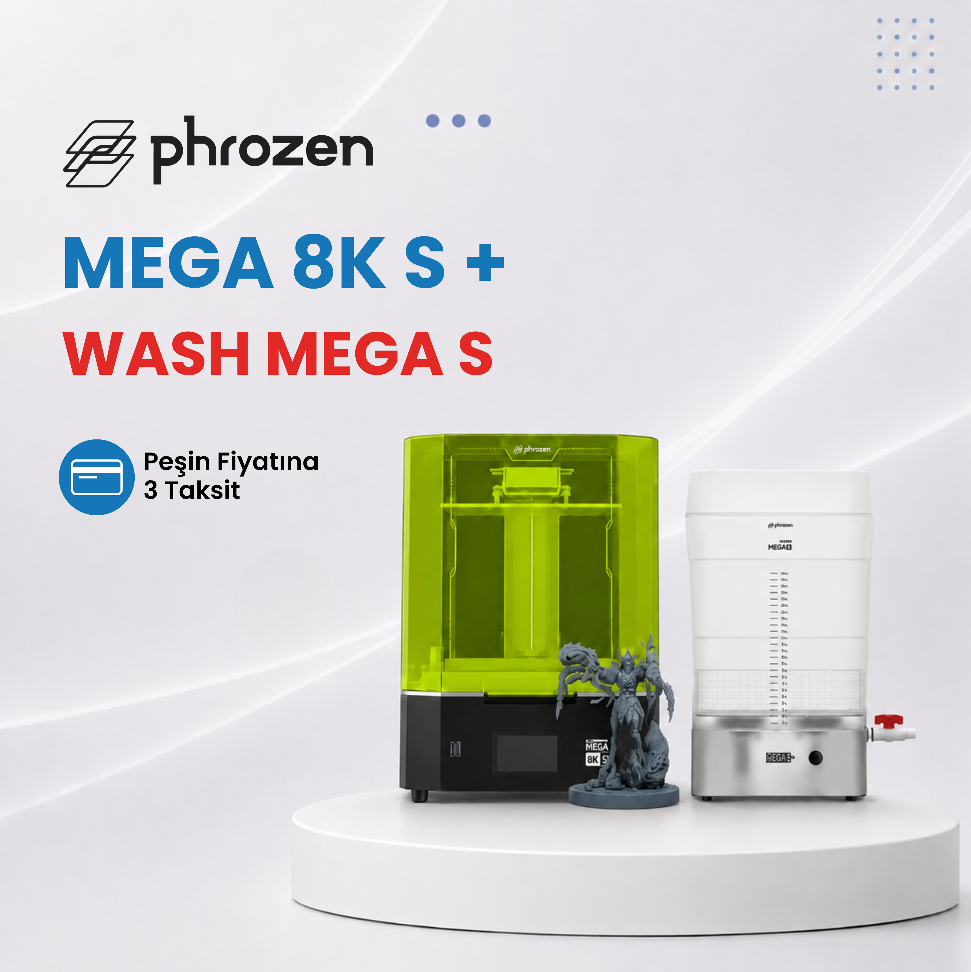Phrozen Mega 8K S MSLA 3D Yazıcı - Mega 8K S + Wash Mega S