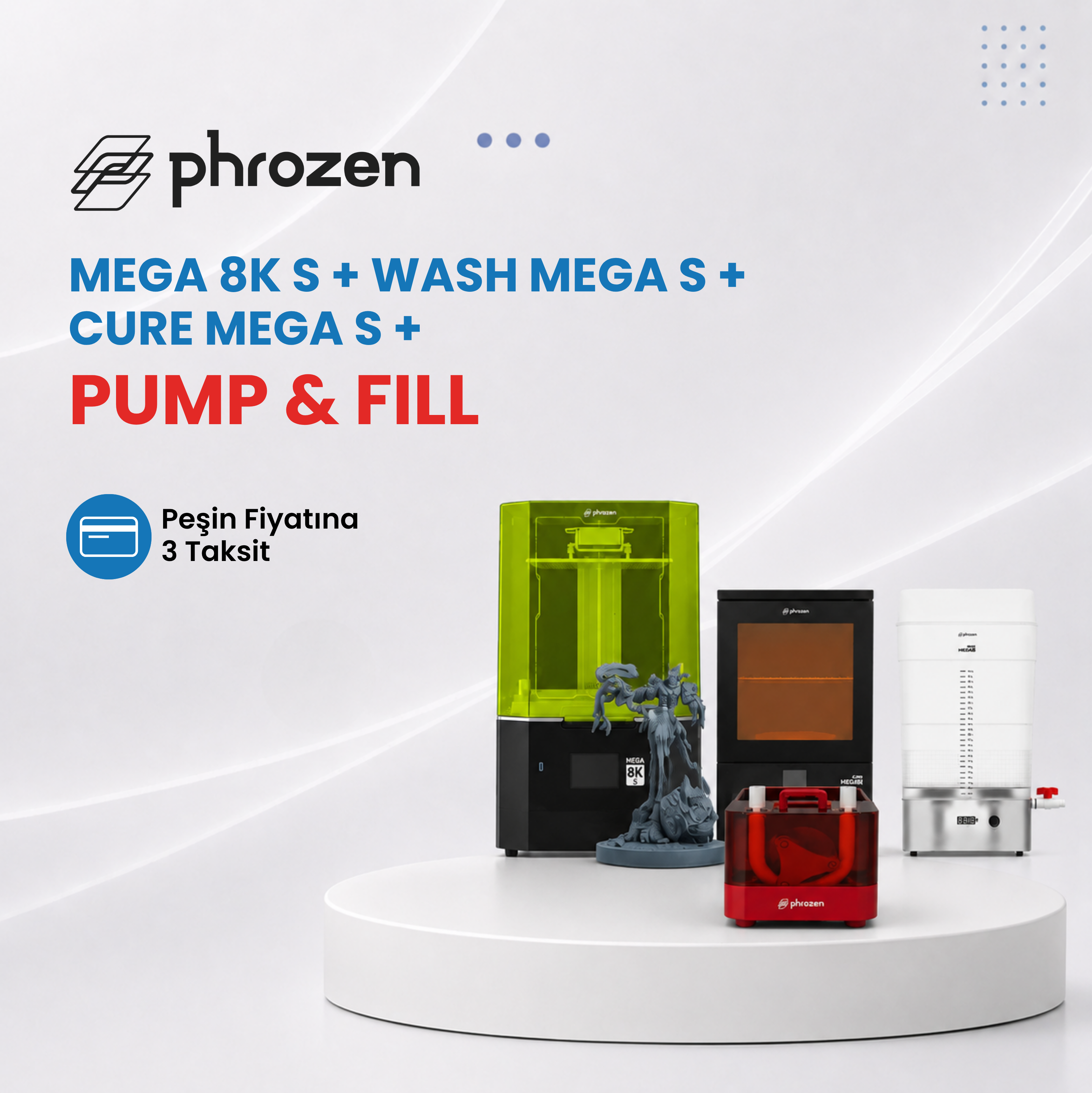 Phrozen Mega 8K S MSLA 3D Yazıcı - Mega 8K S + Cure Mega S