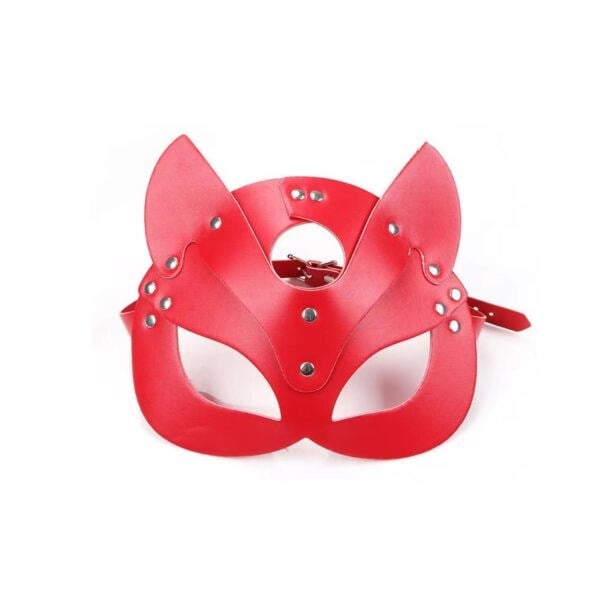 Deri Fantezi Maske – Kırmızı BDSM Aksesuarı