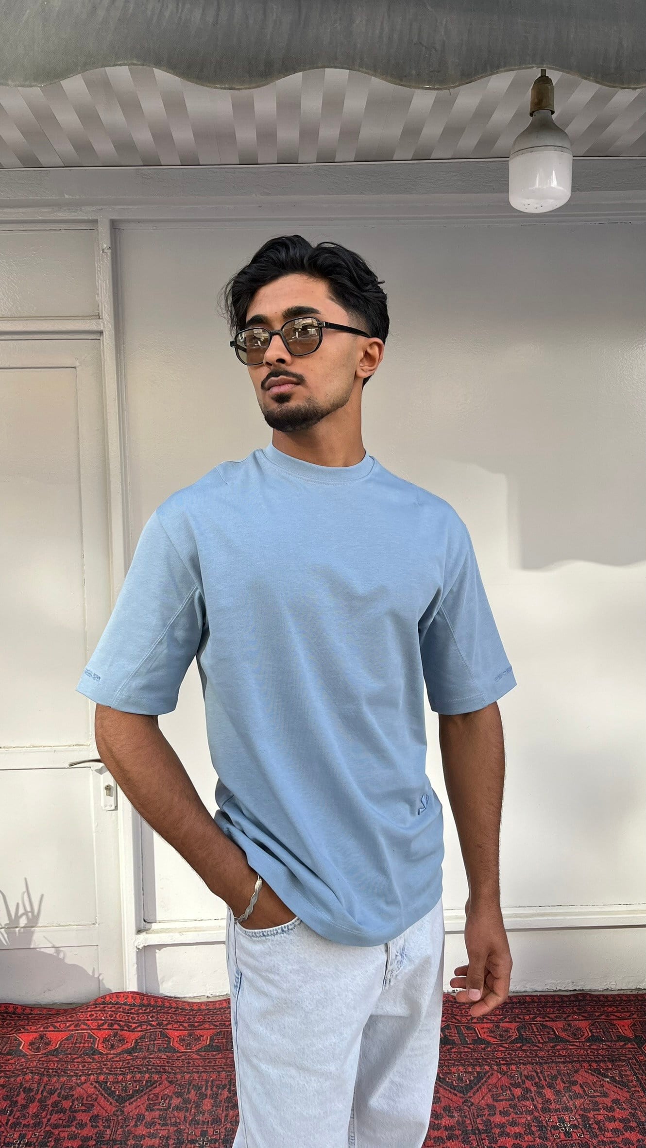 Gökyüzü Çizgisi Oversize Tişört