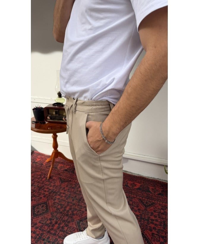 Casual Men Milano Bej Jogger Kumaş Pantolon