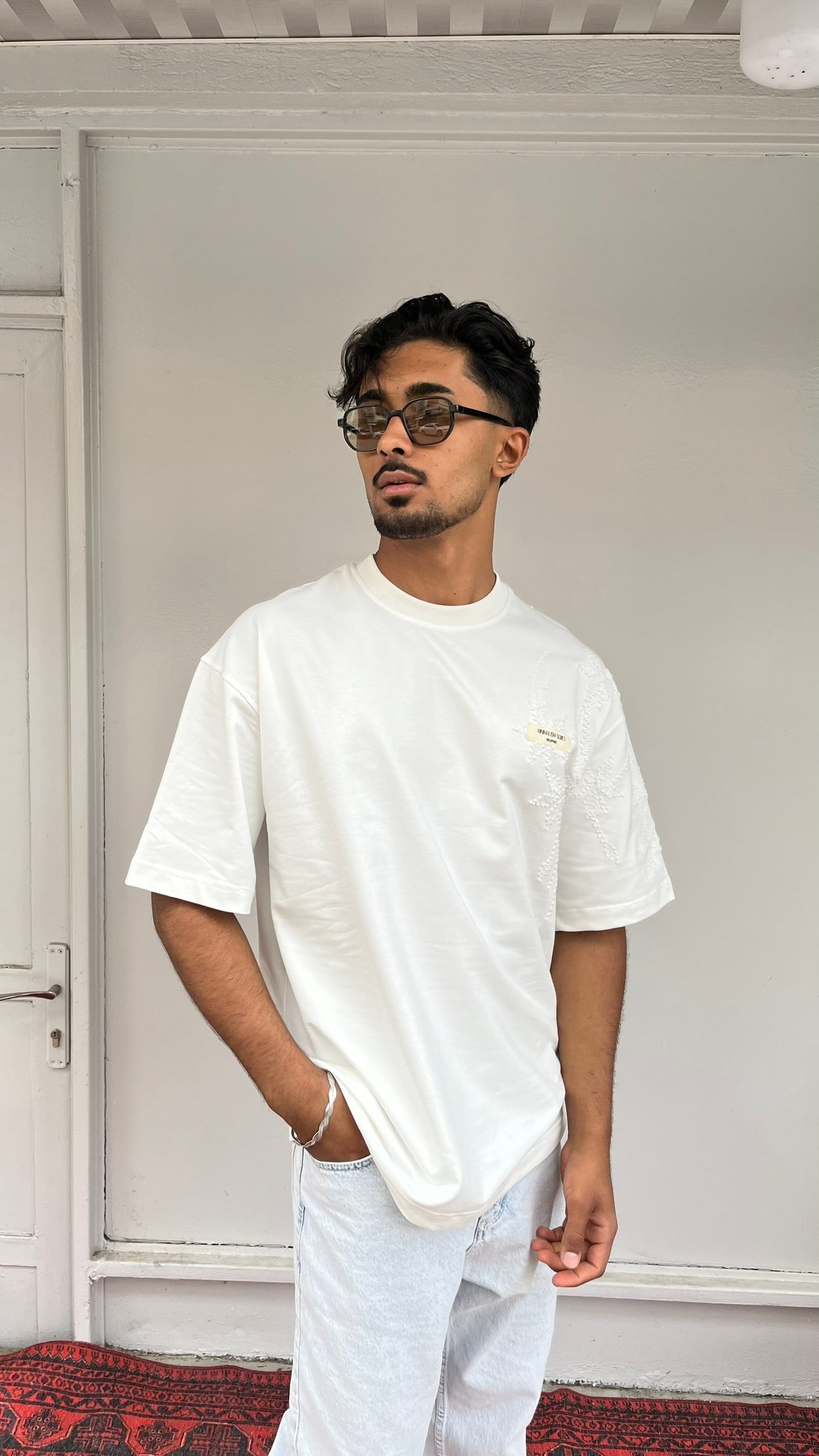 Beyaz Vaha Oversize Tişört