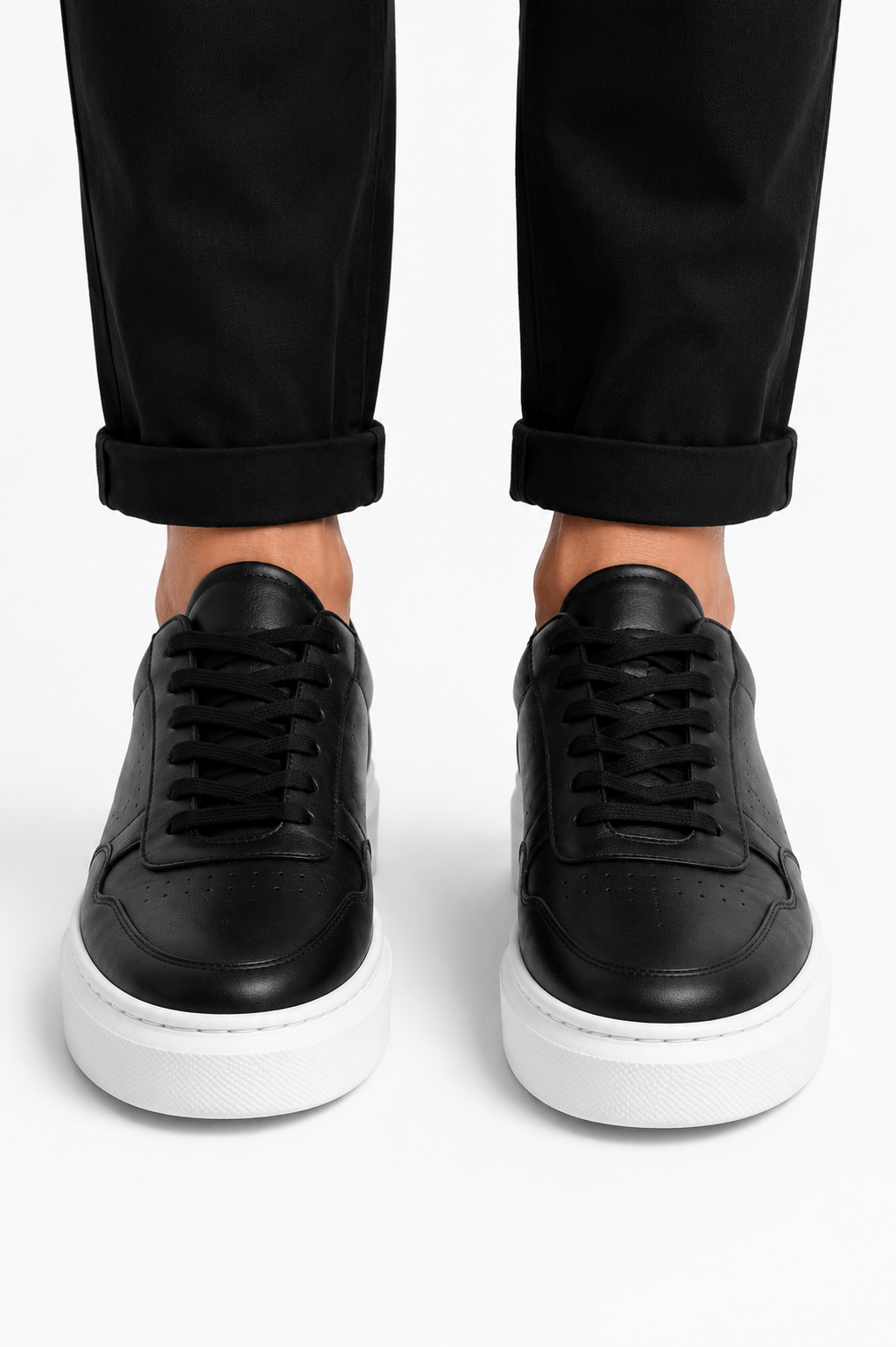Siyah Beyaz Kalın Taban Erkek Sneaker