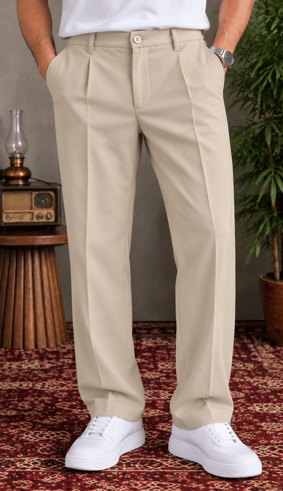 Modern Kesim Krem Pantolon