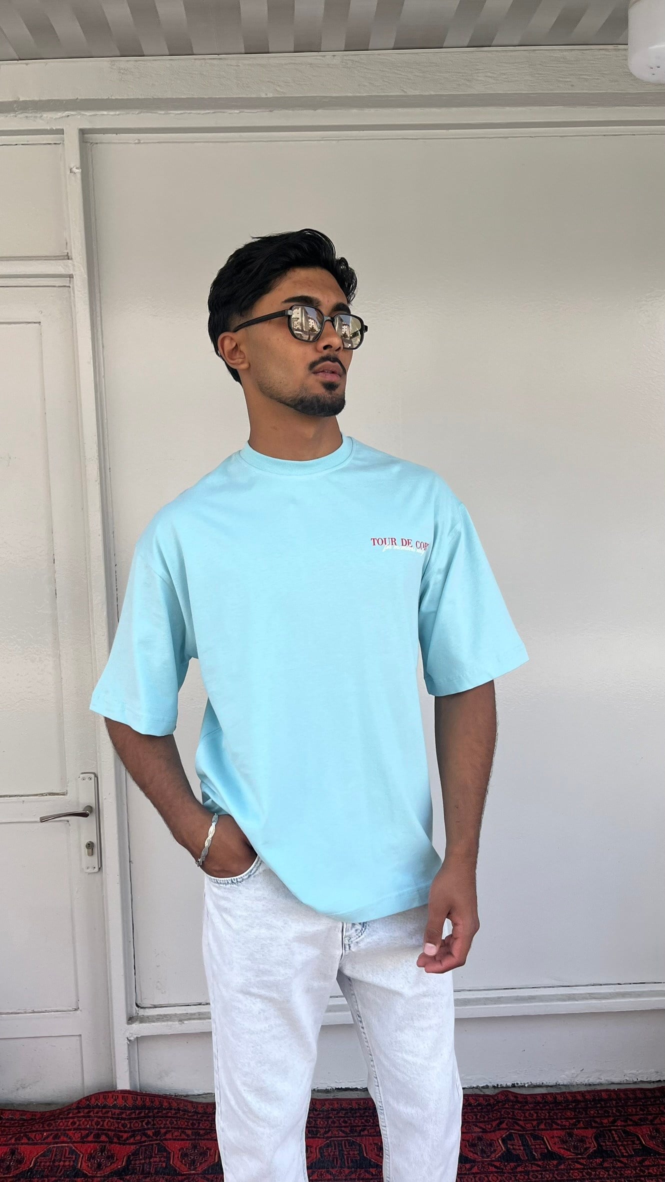 Casualment Tour De Court Oversize T-Shirt – Sky Blue