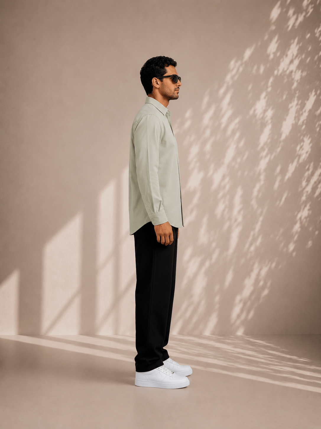 Açık Haki Oversize Erkek Gömlek – Premium Rahat Kalıp