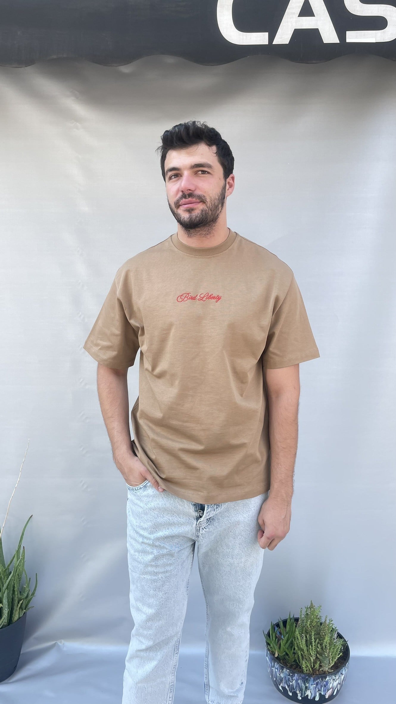Bird Sırt Nakış Baskılı Oversize T-shirt