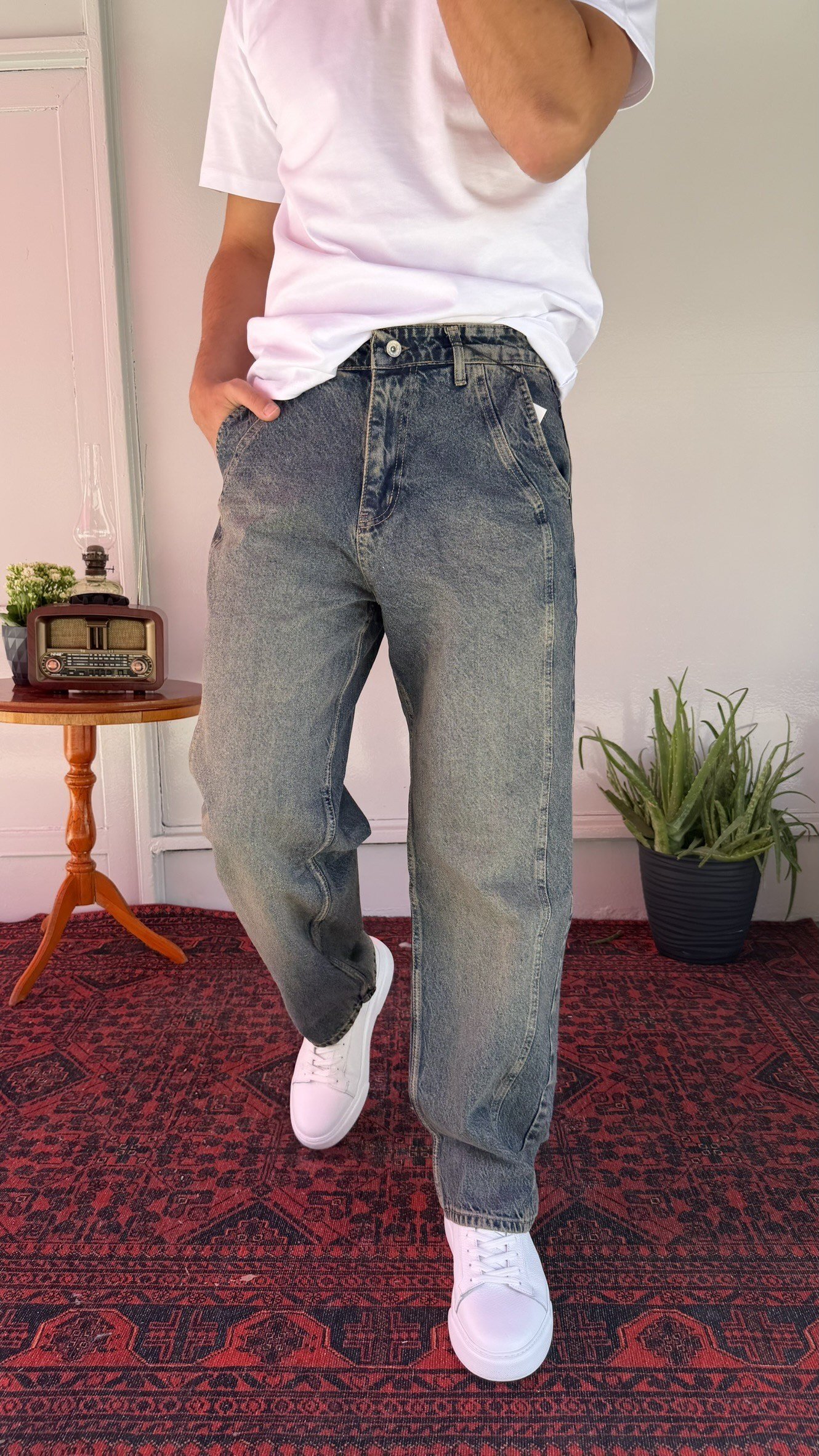 Boydan Dikiş Detaylı Relax Baggy Jean