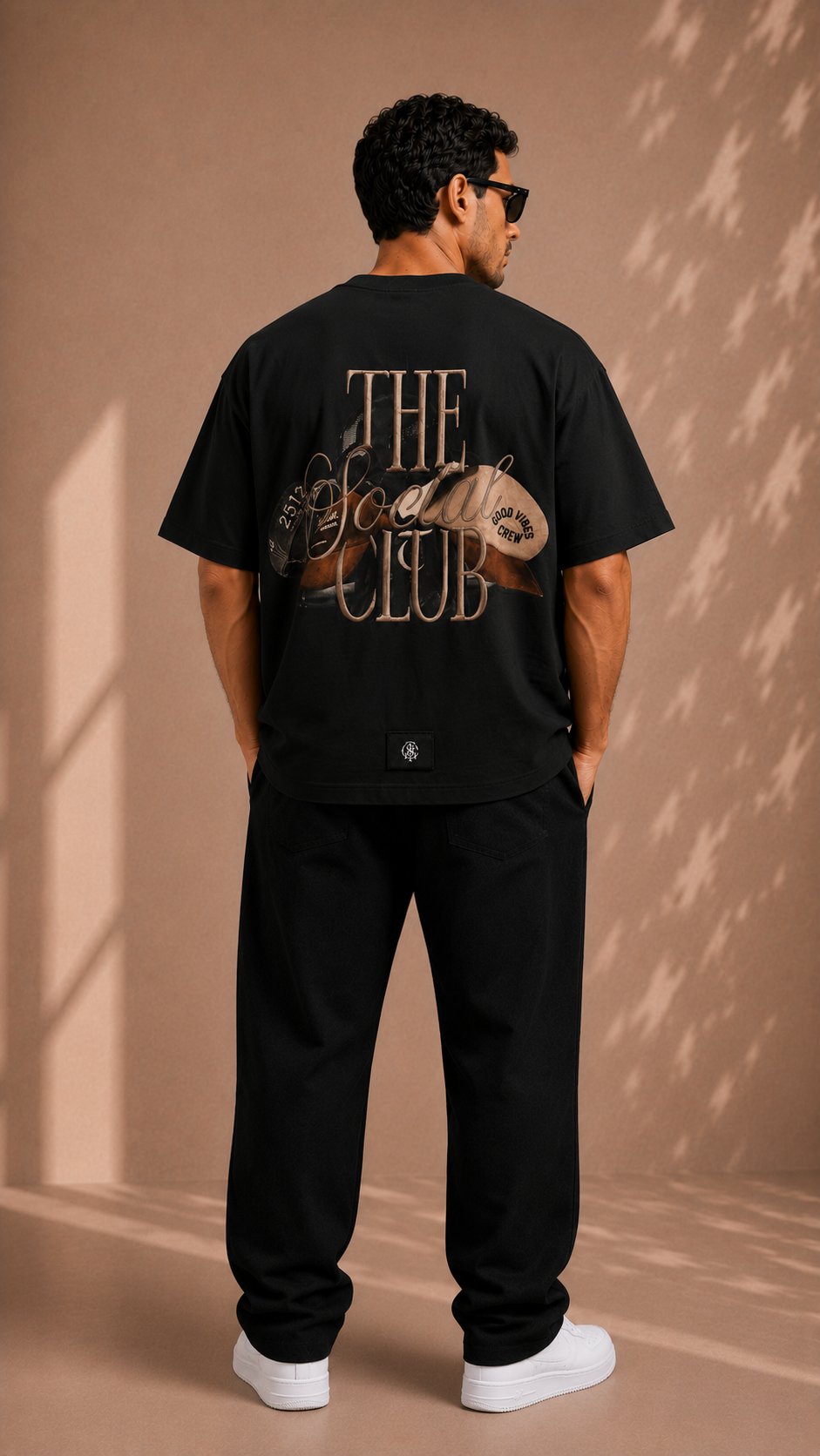 Siyah Oversize Baskılı Erkek Tişört – The Social Club