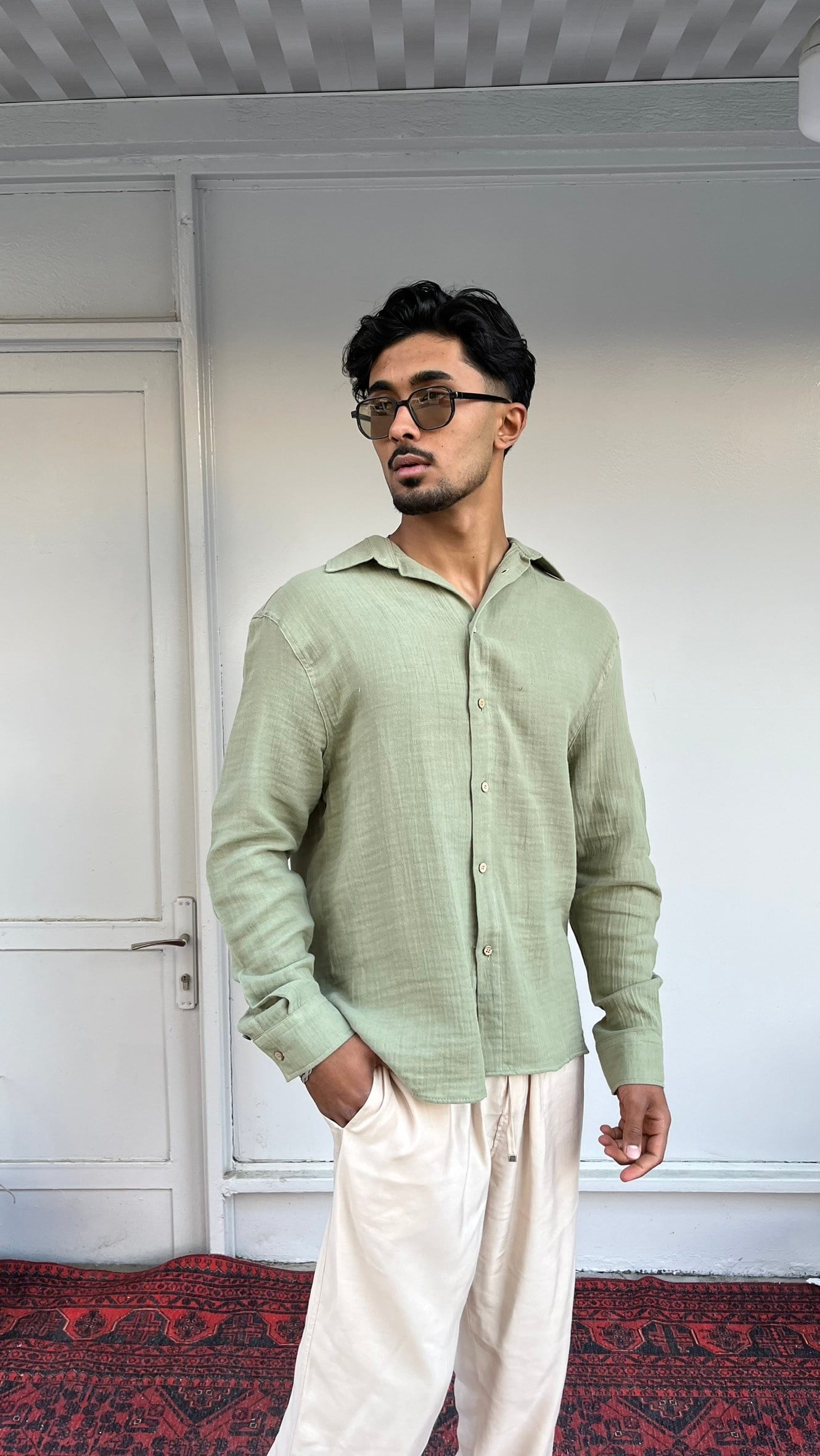 CasualMentr Mint Yeşili Oversize Müslin Gömlek