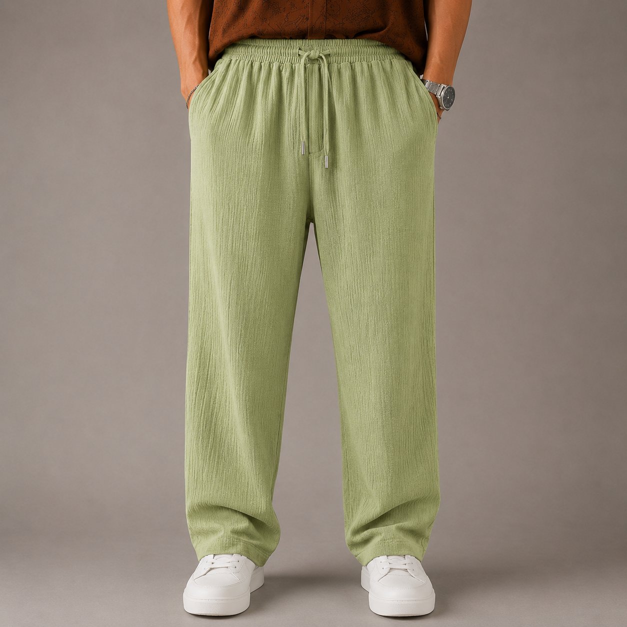 Çağla Yeşili Müslin Baggy Erkek Pantolon