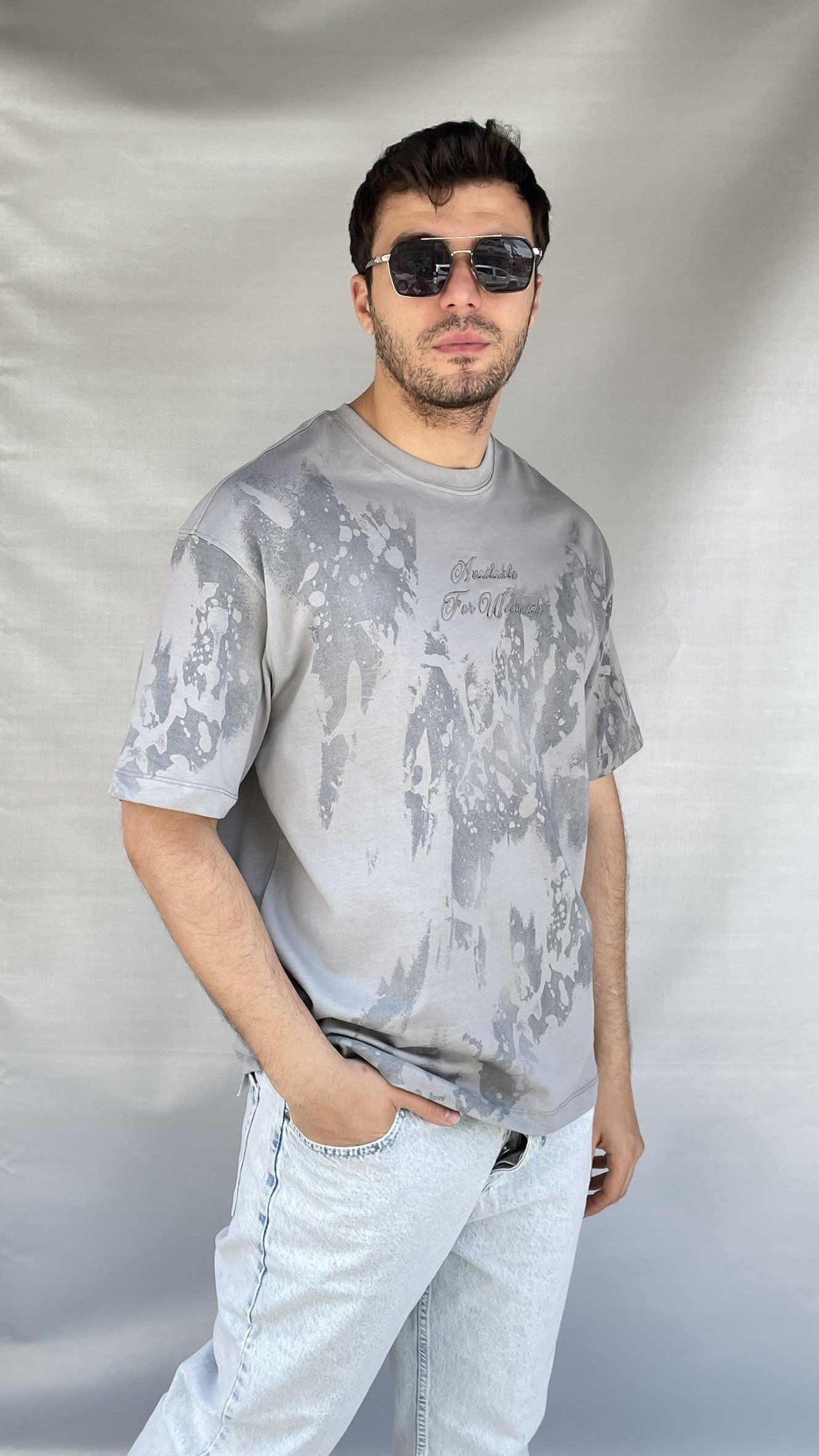 Kabartma Yazılı Batik Oversize T-shirt