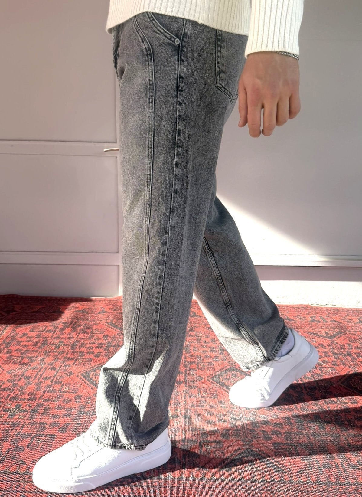 Keps Boydan Çift Dikiş Detay Relax Baggy