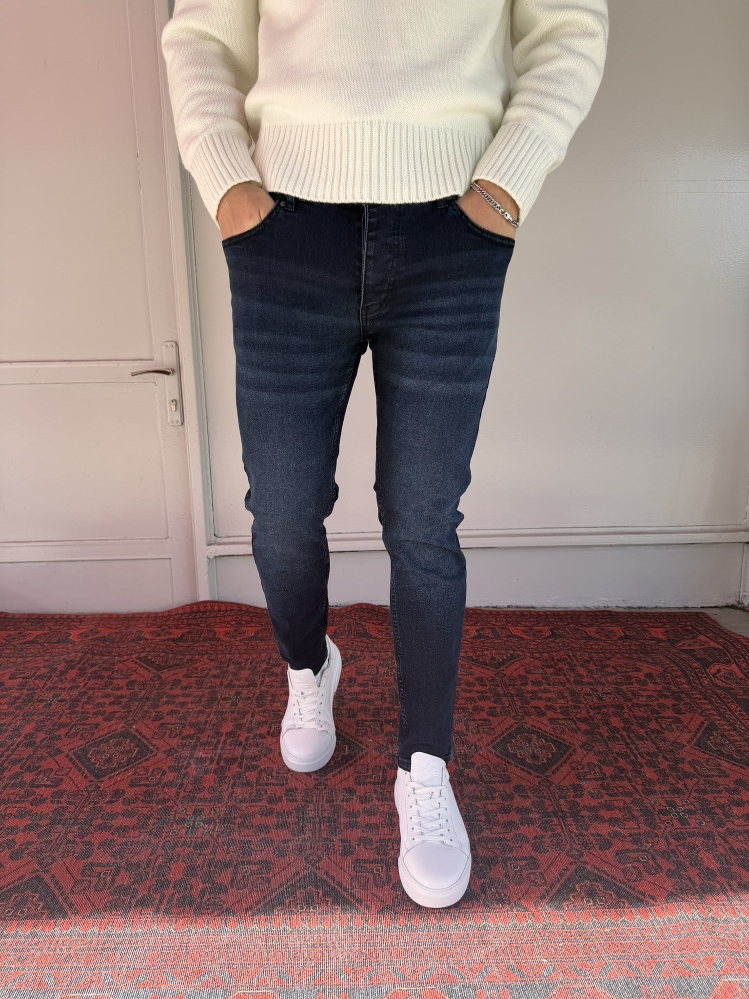 Keps Lacivert Yıkamalı Skinny Jean