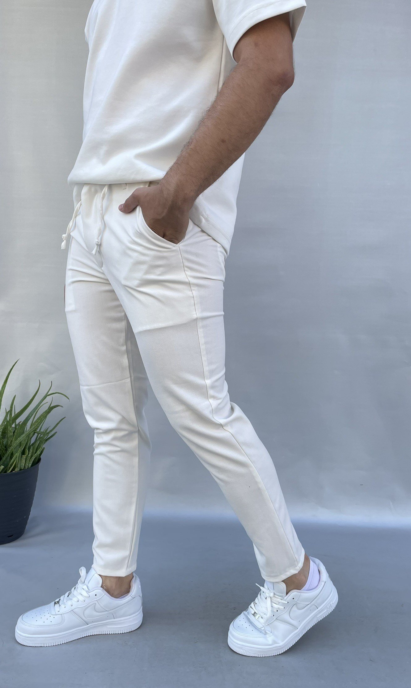 Kumaş Slim Fit Bel İpli Pantolon