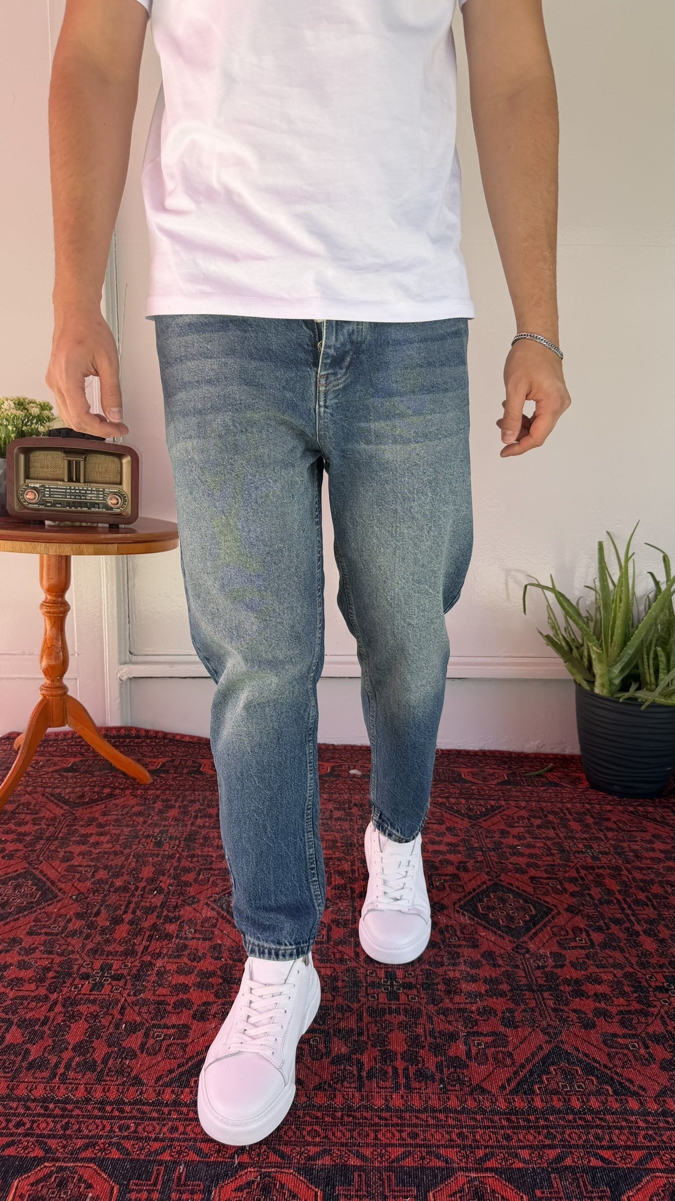 Mavi Yıkamalı Boyfriend Jean