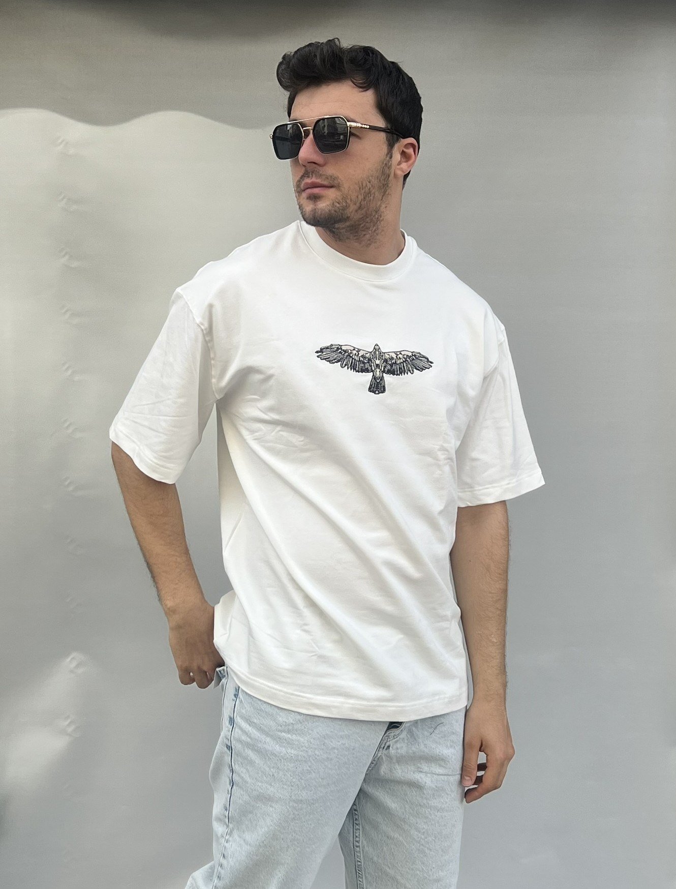 Ön Arka Anka Baskılı Oversize T-shirt