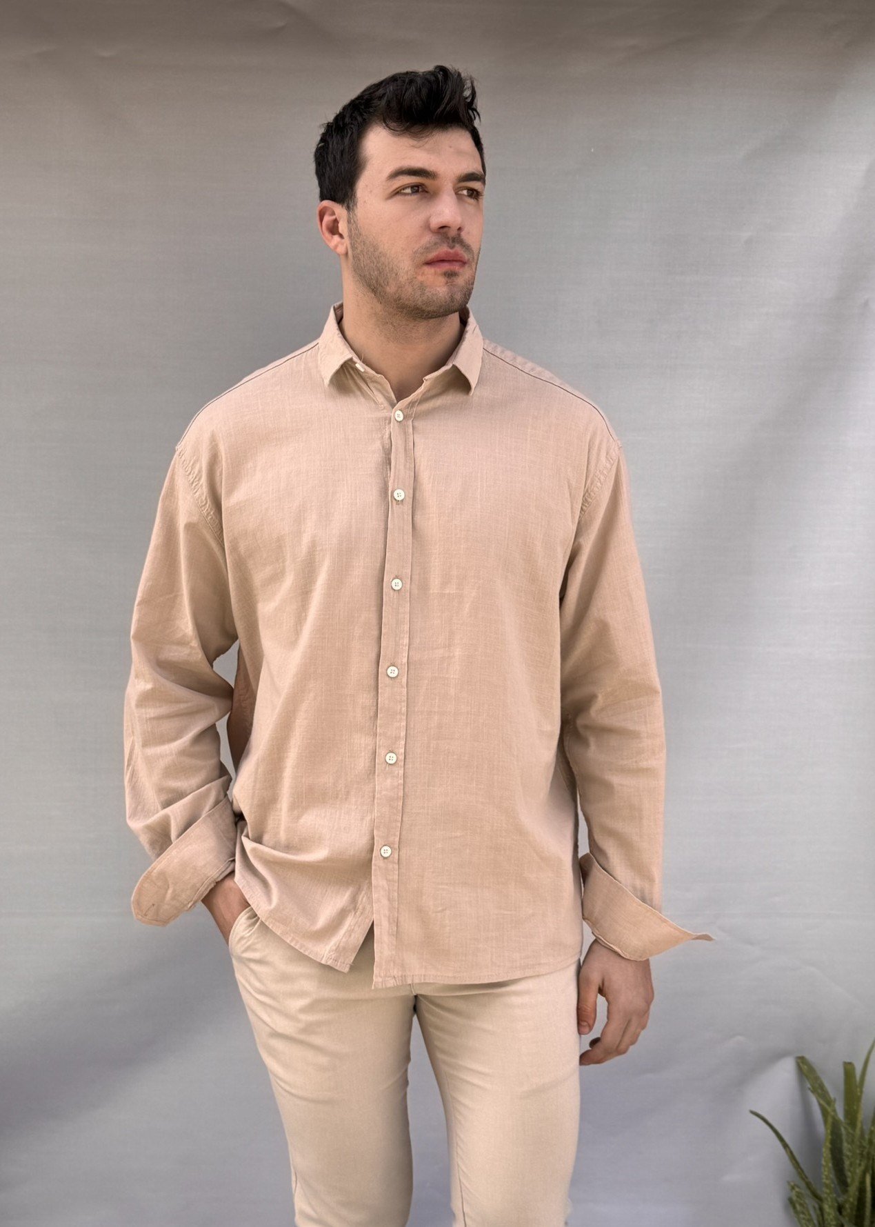 Oversize Keten Gömlek 5138