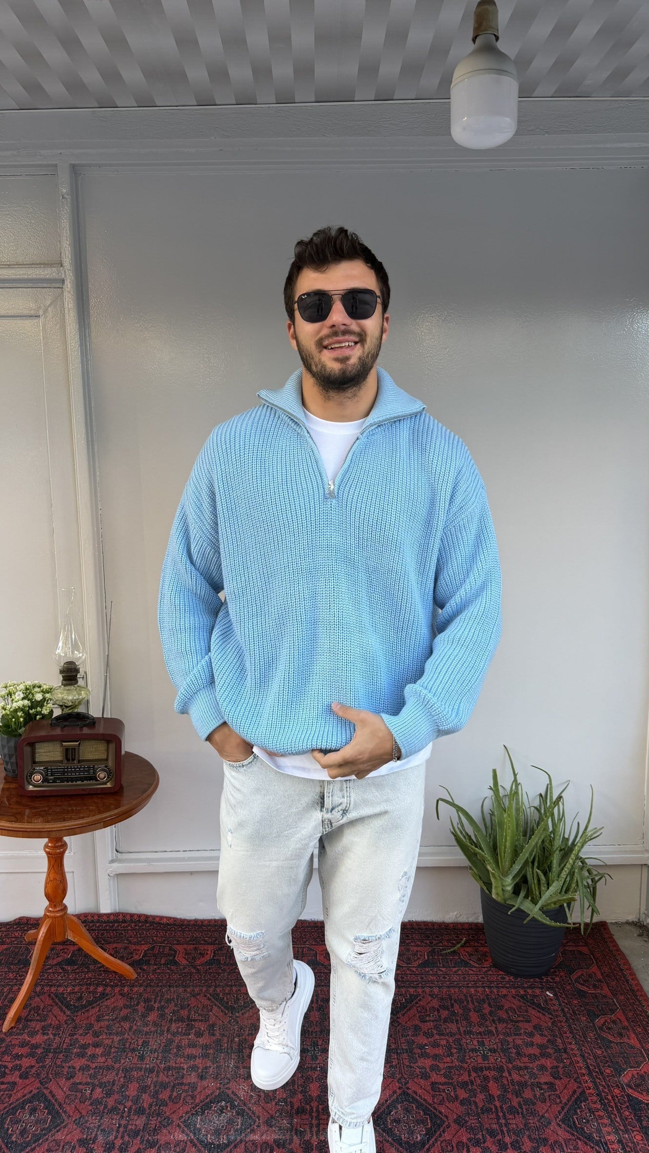 Retro Yarım Fermuar