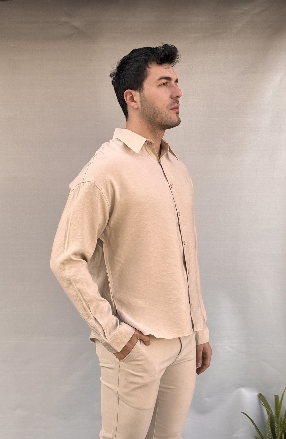 Tensel Kumaş Oversize Gömlek