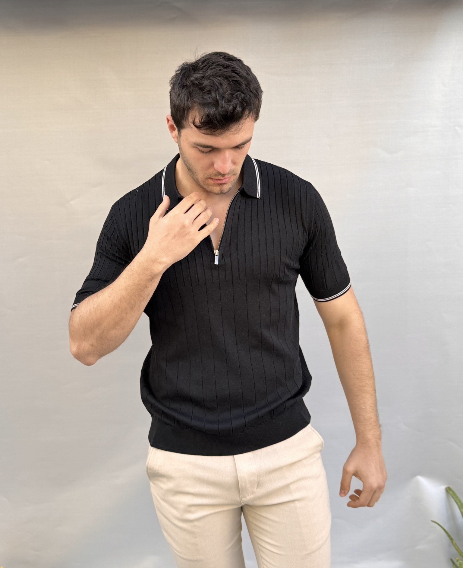 Yaka Çizgi Detay Polo Yaka T-shirt
