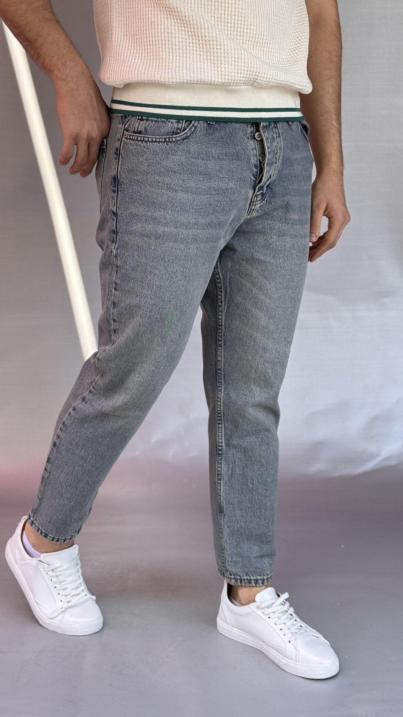 Yeşil Yansımalı Boyfriend Pantolon