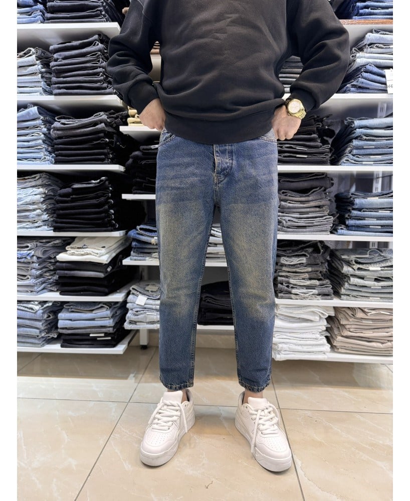 Yeşil Yıkamalı Boyfriend Jean