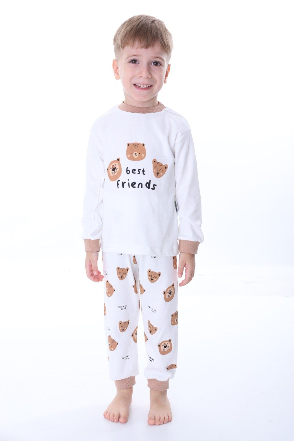 Kız Çocuk Ve Erkek Çocuk Karikatür Baskılı Bebek Ve Çocuk Pijama Seti
