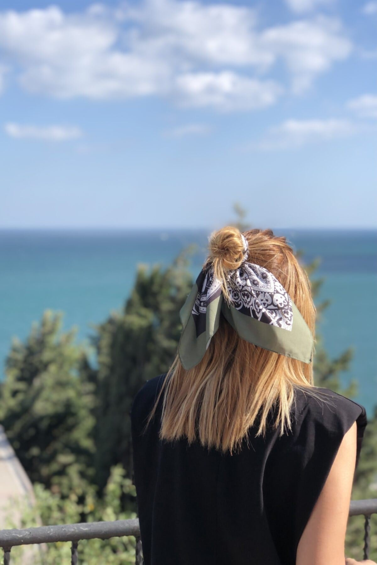 ¿ Yeşil Siyah Mare Fular Bandana Aksesuar