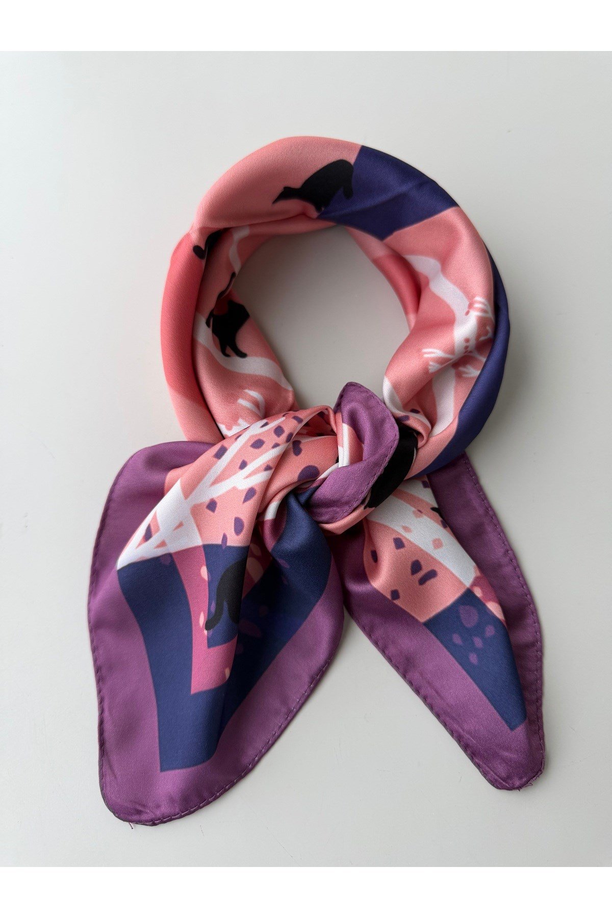 Desenli Renkli Fular Bandana 50x50 Kadın Giyim Aksesuar