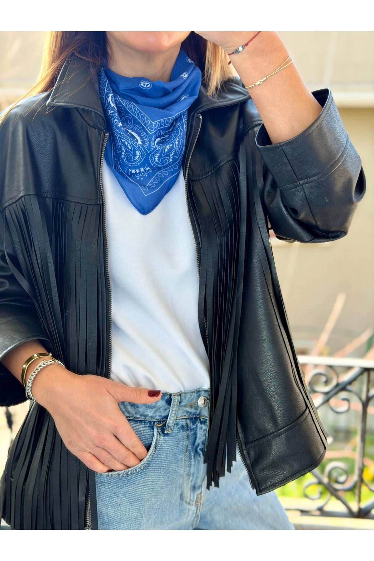 Şal Desenli Pamuklu Fular Bandana Kadın Giyim Aksesuar 50x50