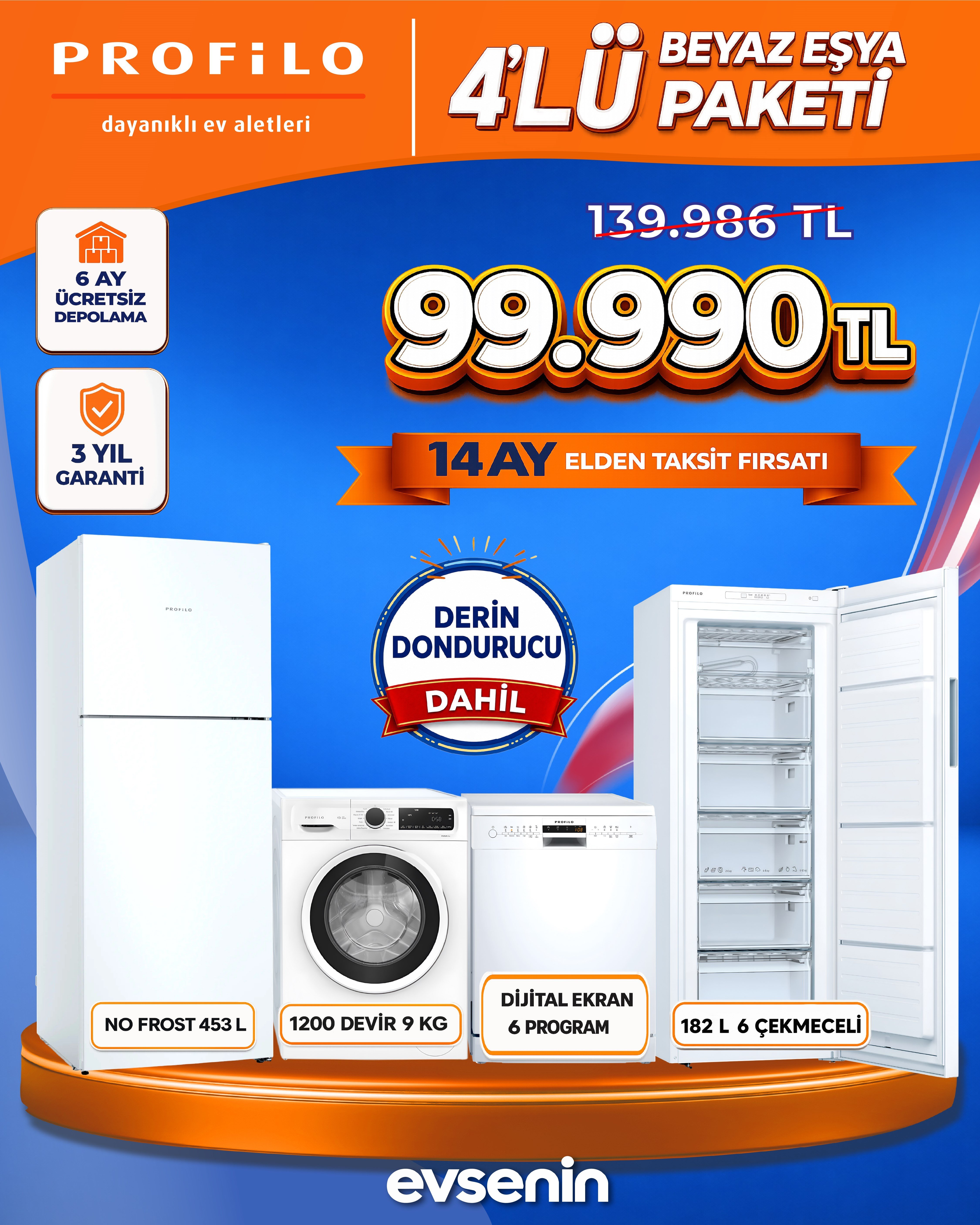 Profilo 4'lü Beyaz Eşya Paketi