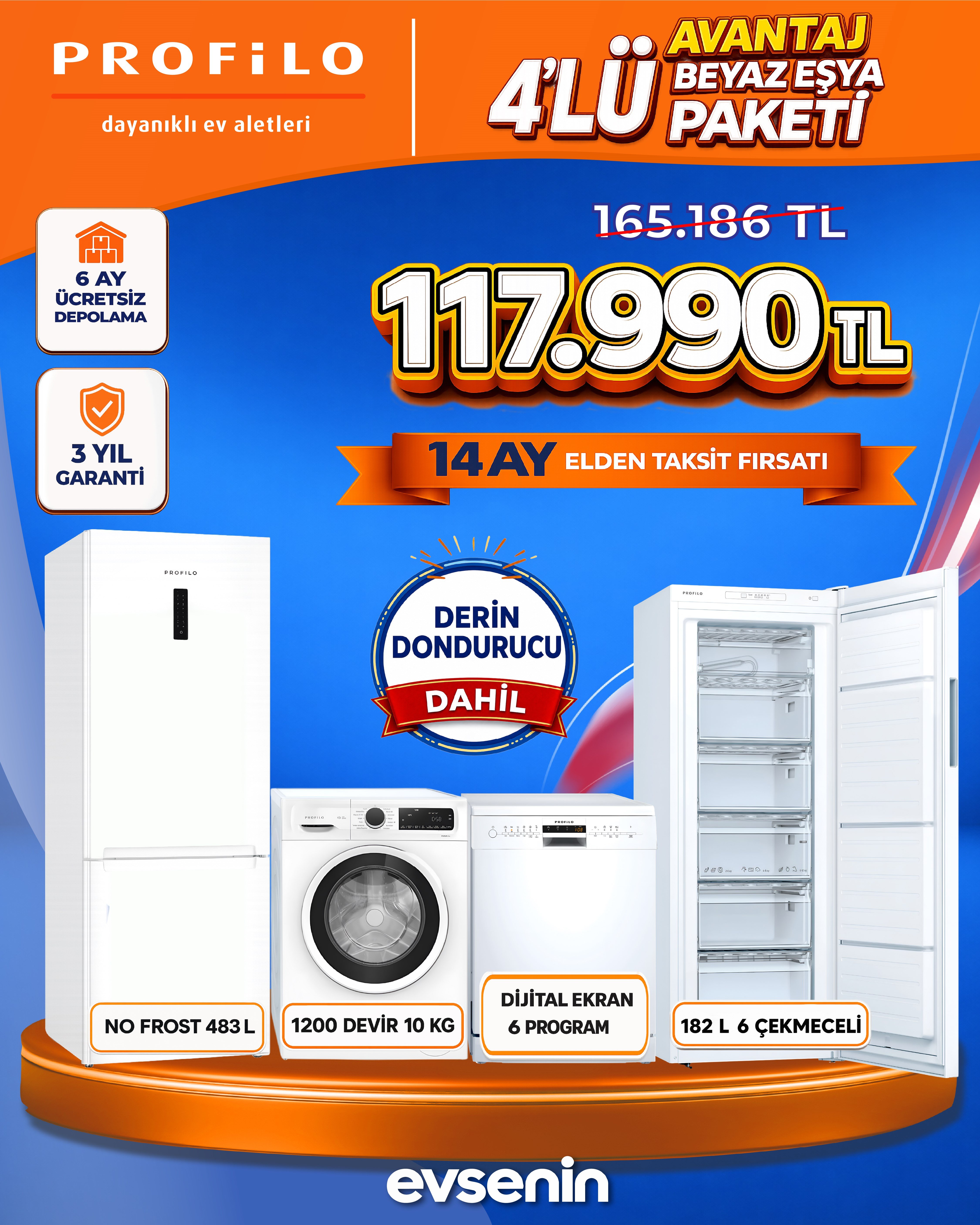 Profilo Avantaj 3'lü Beyaz Eşya Paketi