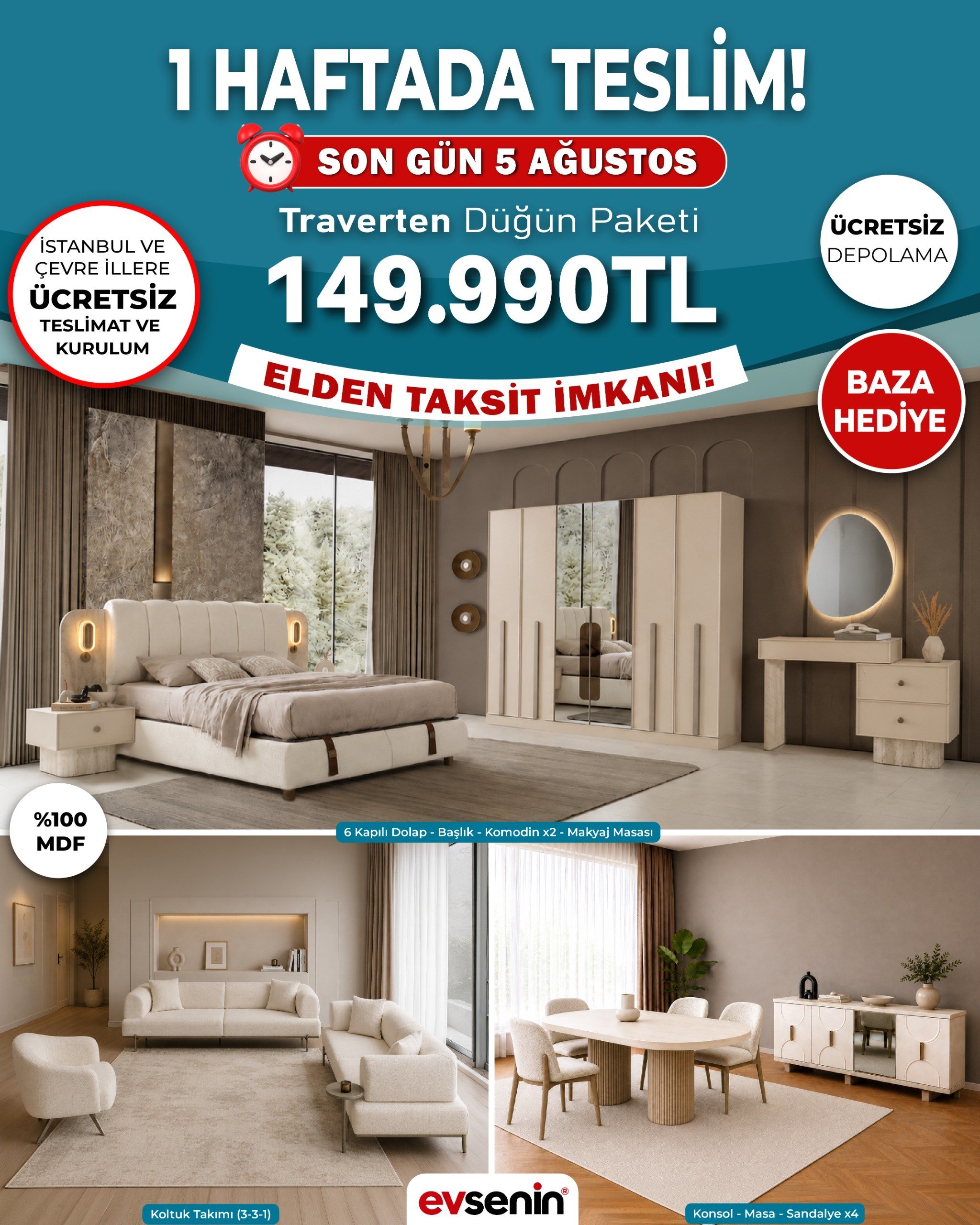 Traverten Düğün Paketi