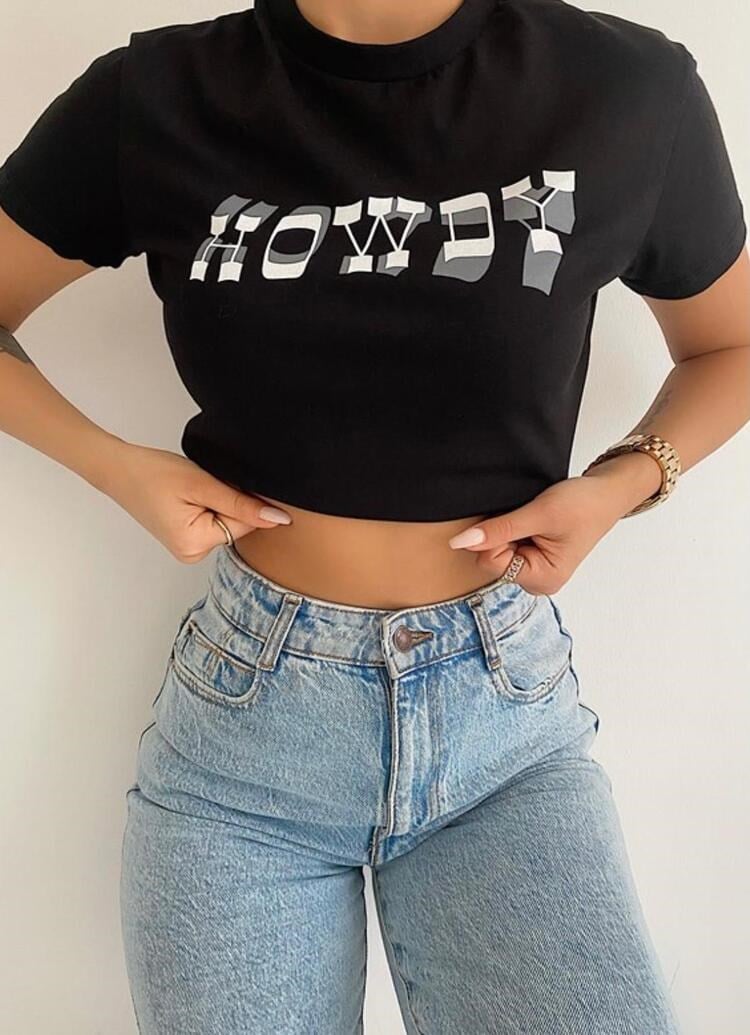 HOWDY BASKI CROP TİŞÖRT