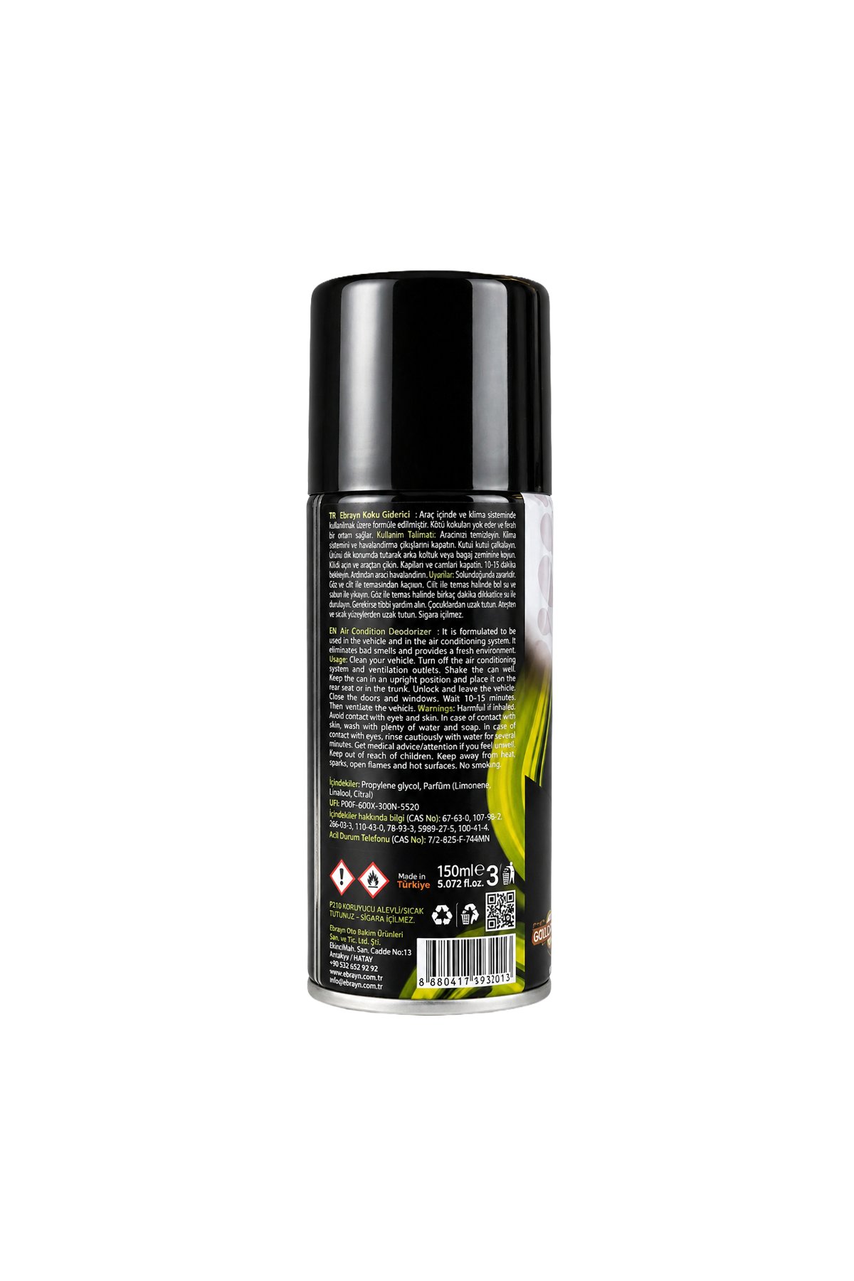 Ebrayn Araç İçi ve Klima Koku Giderici Arya 150 ml - Klima Bombası