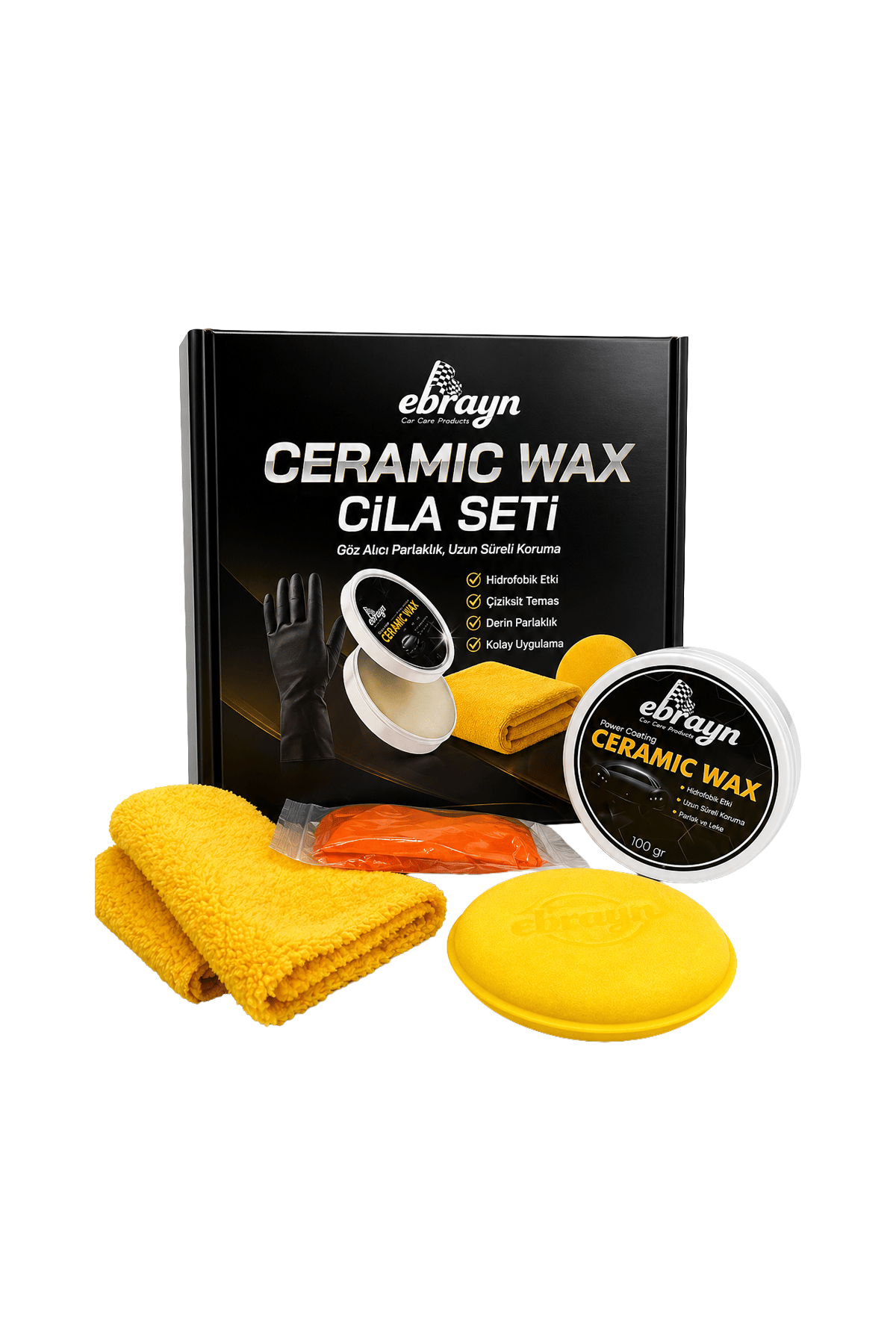 Ebrayn Ceramic Wax Seramik Katkılı Krem Cila Seti - 100 gr 
