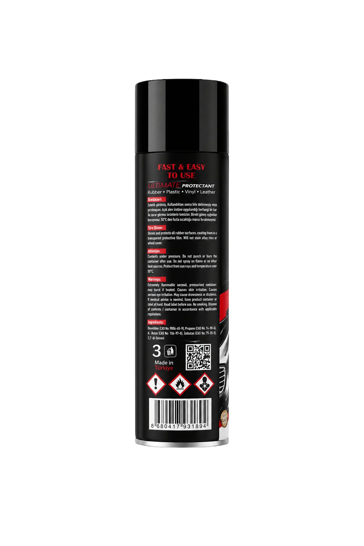 Ebrayn Lastik Parlatıcı Sprey 500 ml - Ultimate Protectant Hızlı Uygulama