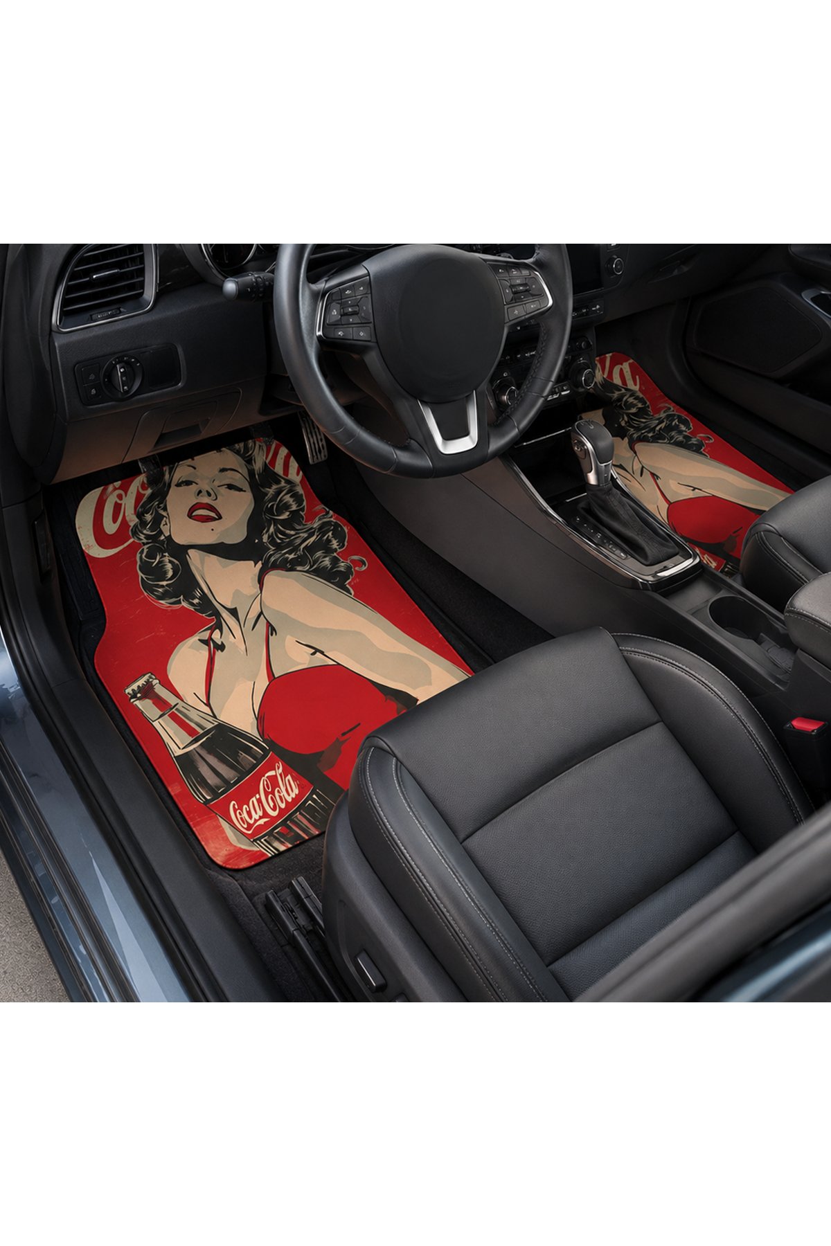 OEM Coca-Cola Pin-Up Girl Tasarımlı Dijital Baskılı 4 Parça Üniversal Halı Paspas Seti