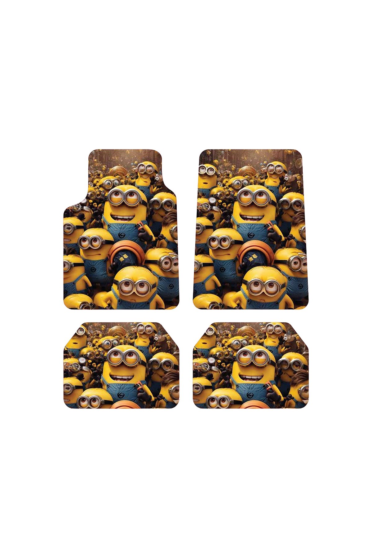 OEM Minions Tasarımlı 3D Kolaj Dijital Baskılı 4 Parça Üniversal Halı Paspas Seti