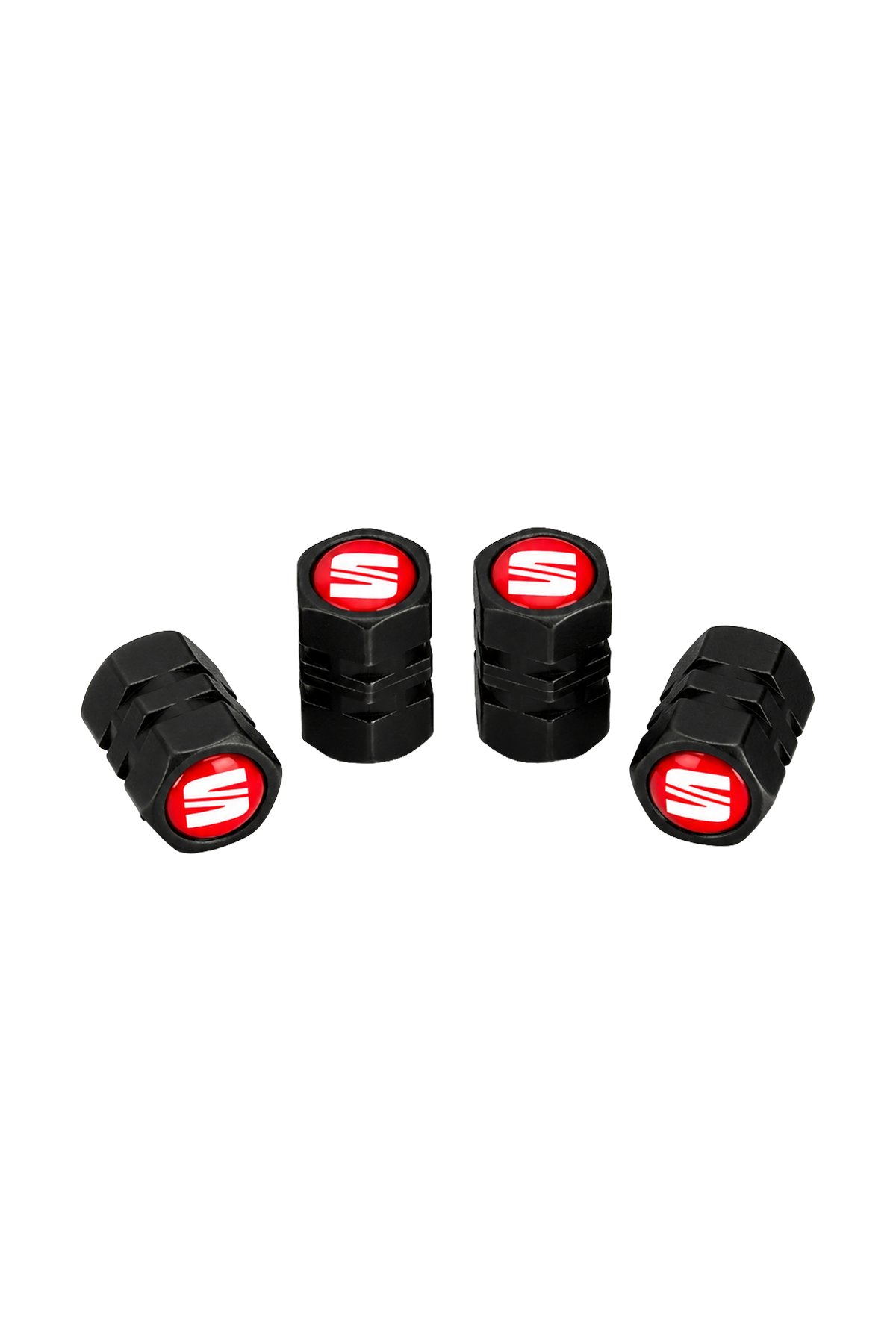 Seat Logo Baskılı Universal Sibop Kapağı Seti - Siyah & Kırmızı (4 Adet)