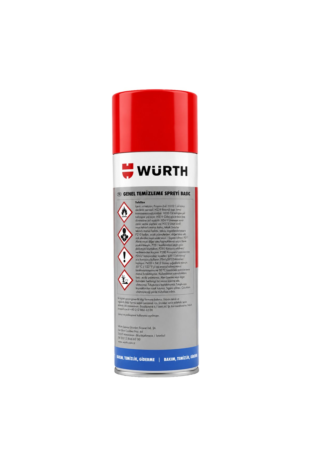 Würth Genel Temizleme Spreyi Basic 500 ml - Yüksek Performanslı Fren Balata ve Yağ Sökücü
