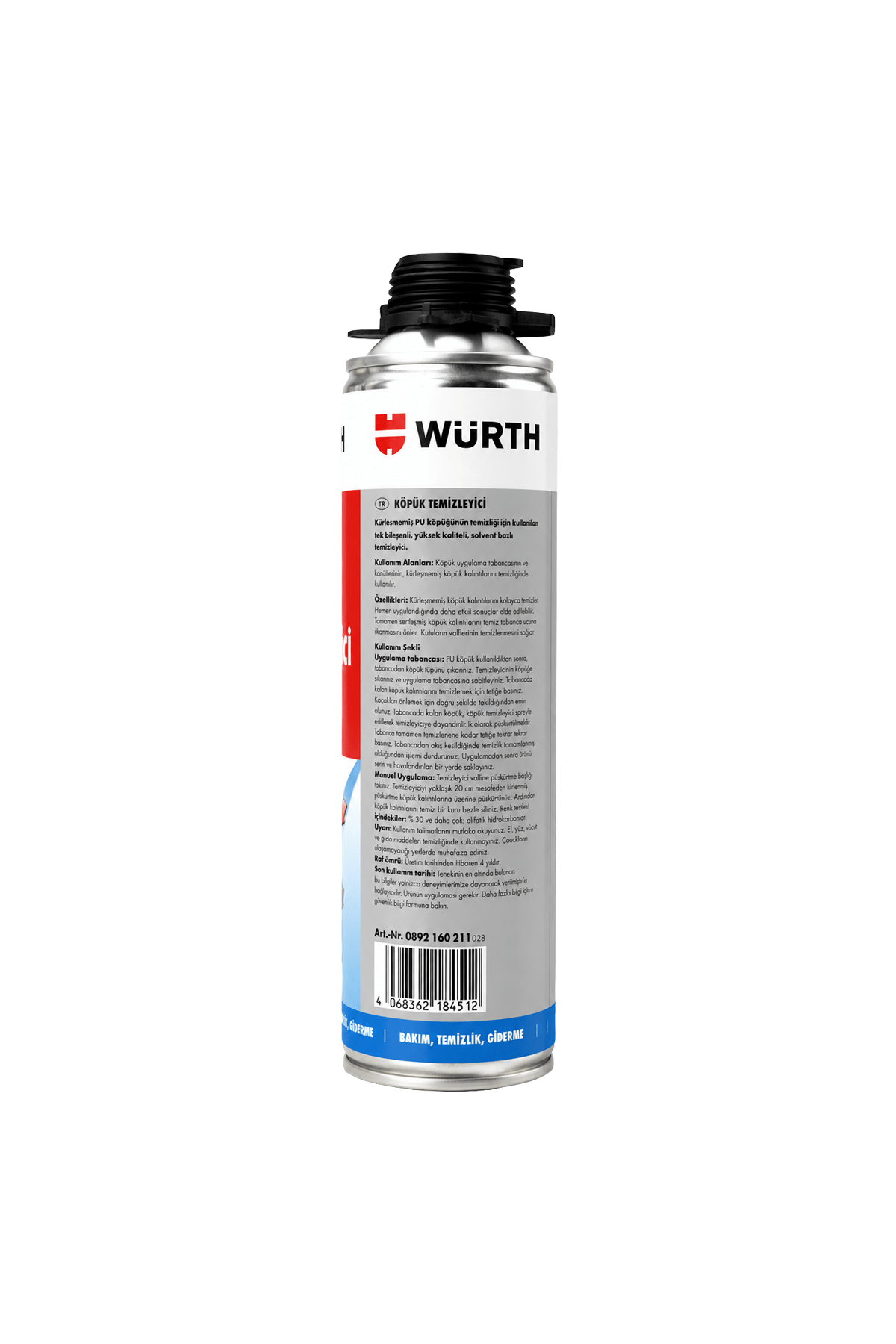 Würth PU Köpük Temizleyici Sprey 500 ml - Tabanca ve Kürleşmemiş Köpük Temizleme Solventi